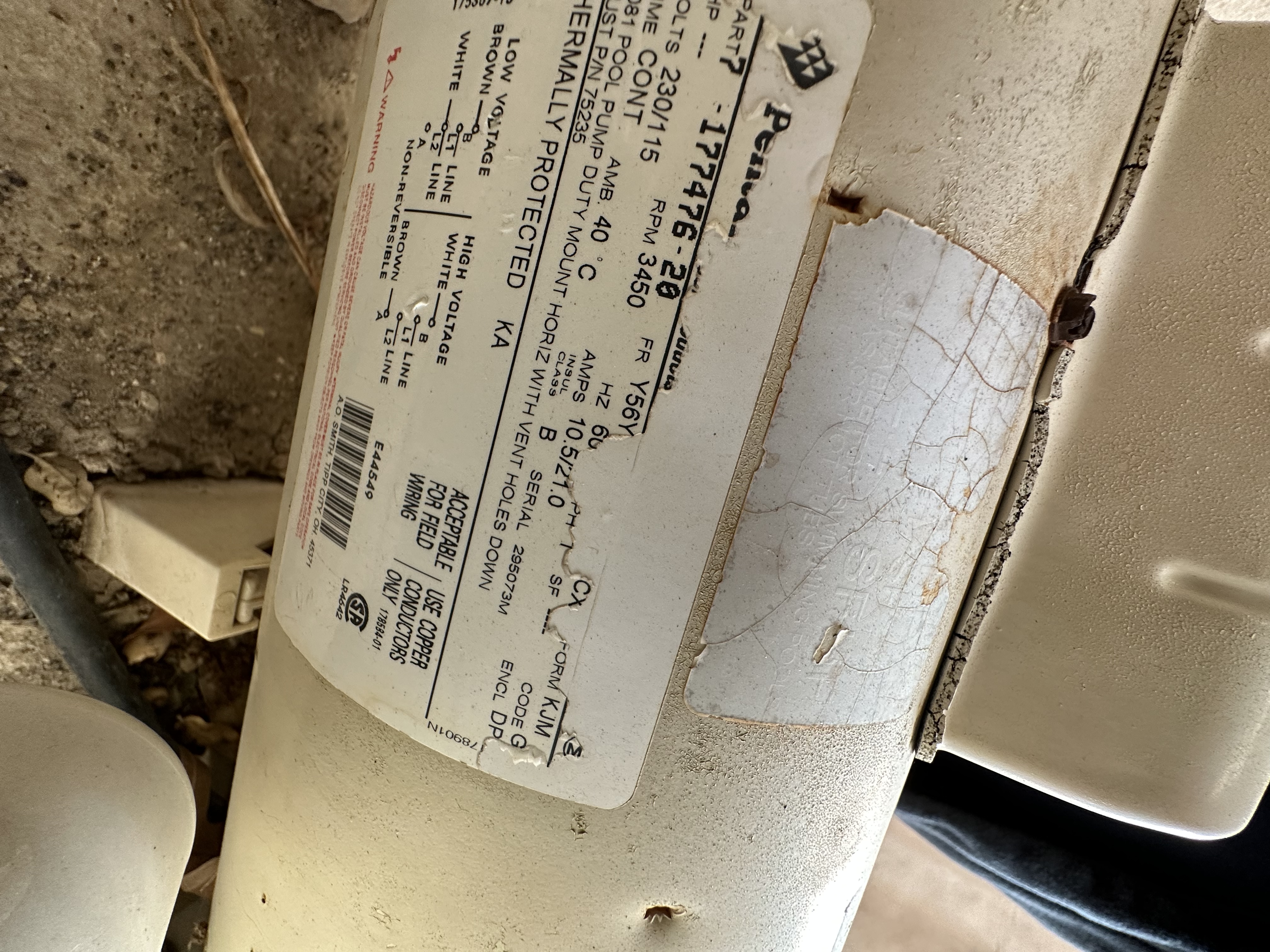 Century (A.O. Smith) 2.0 HP Up Rate Motor, Square Flange 56Y Frame, Single Speed - Model B2859