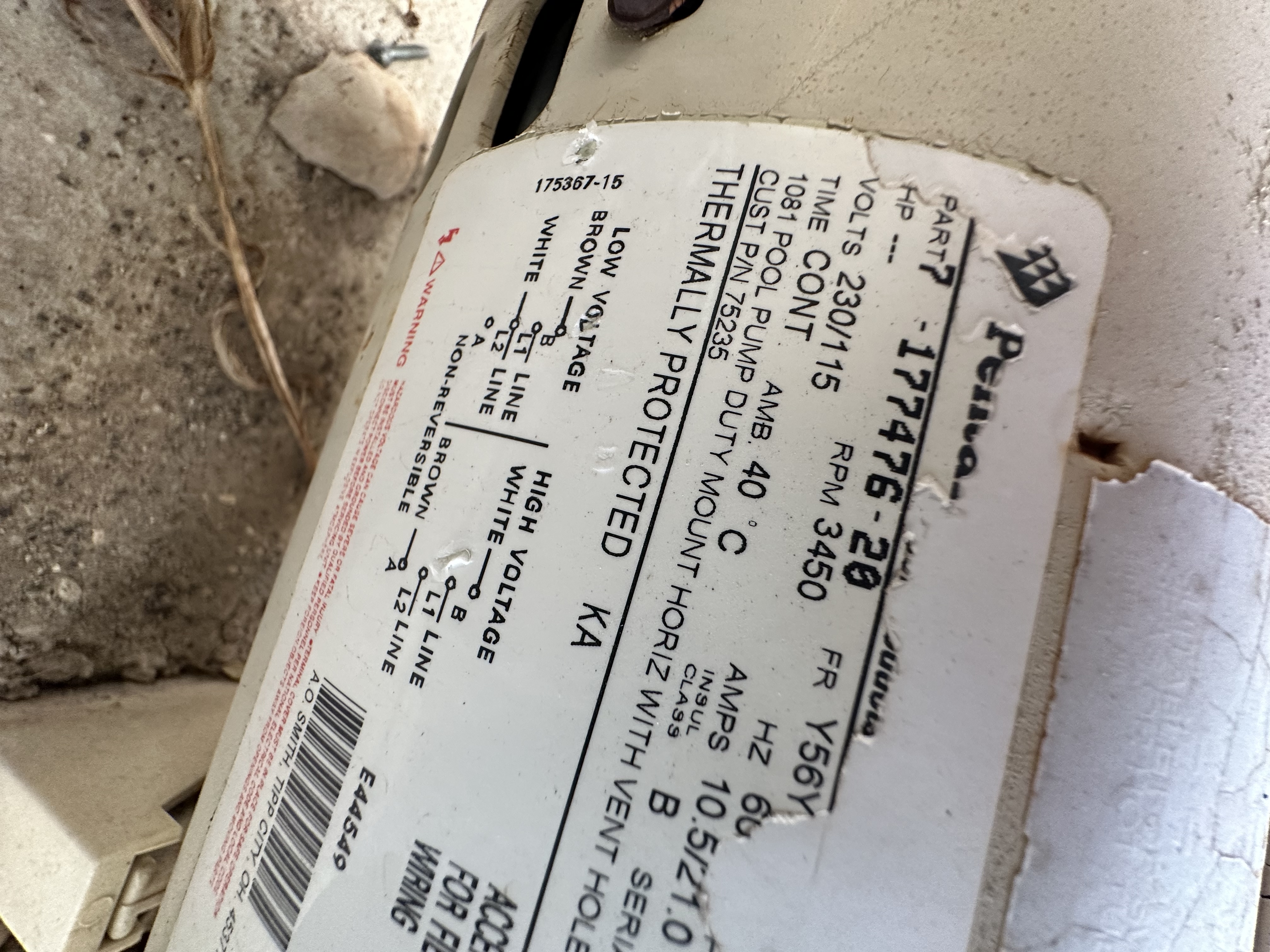 Century (A.O. Smith) 2.0 HP Up Rate Motor, Square Flange 56Y Frame, Single Speed - Model B2859