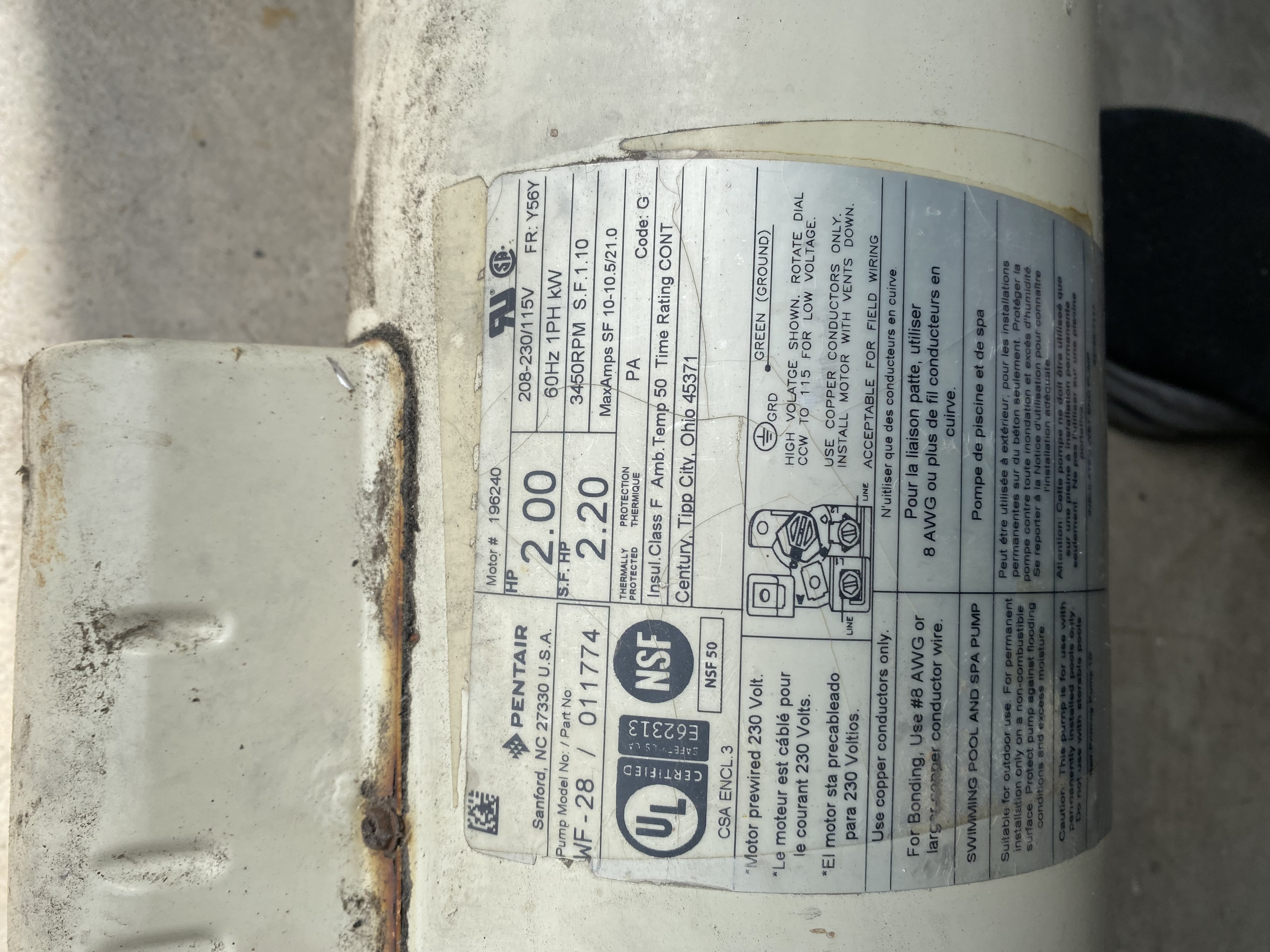 A.O. Smith Century V-Green EVO 2.25 HP Variable Speed Pool Pump Motor - EVQ225  Up-Rate | Square Flange 48Y Frame | Variable Speed