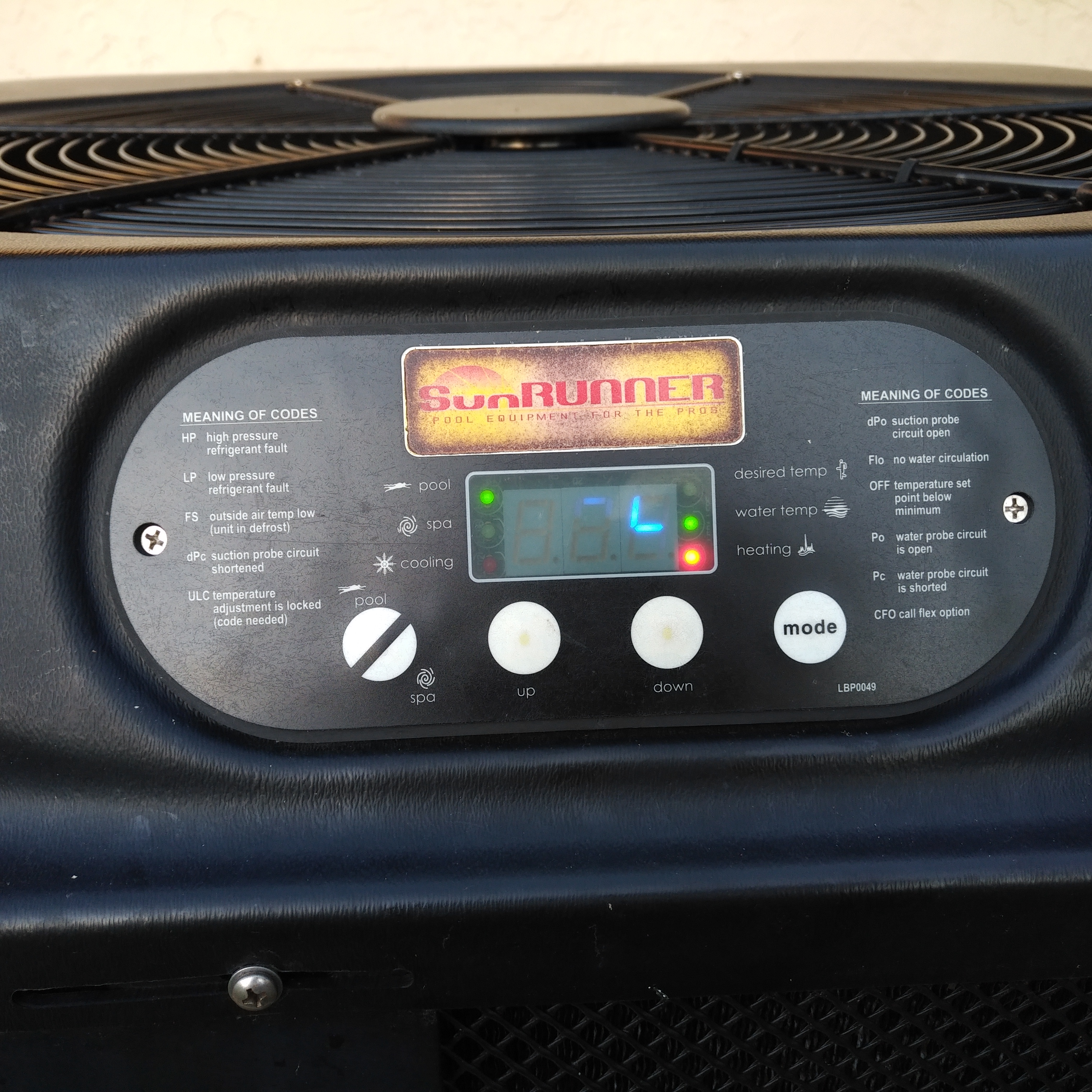 AquaCal CONTROL PANEL ASSEMBLY 100/120 "H" REVISION 4 BUTTON ECS0276