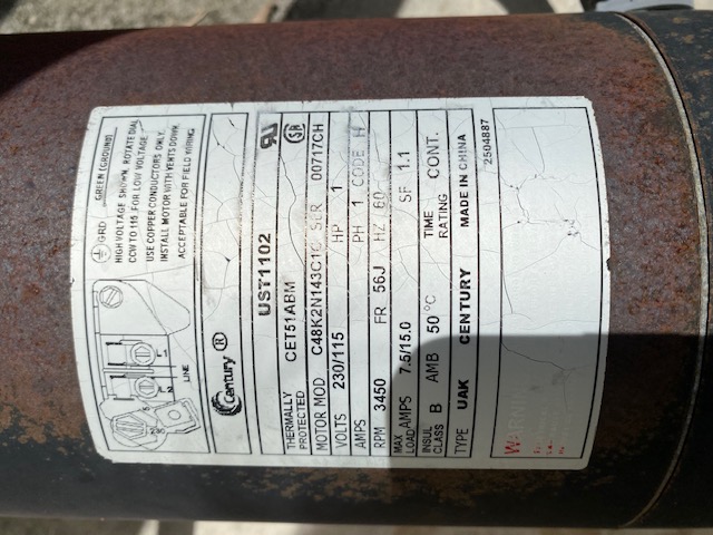 A.O. Smith Century® UST1102 - 1.0 HP Replacement Pool Pump Motor  Round Flange | 56J Frame | Single Speed