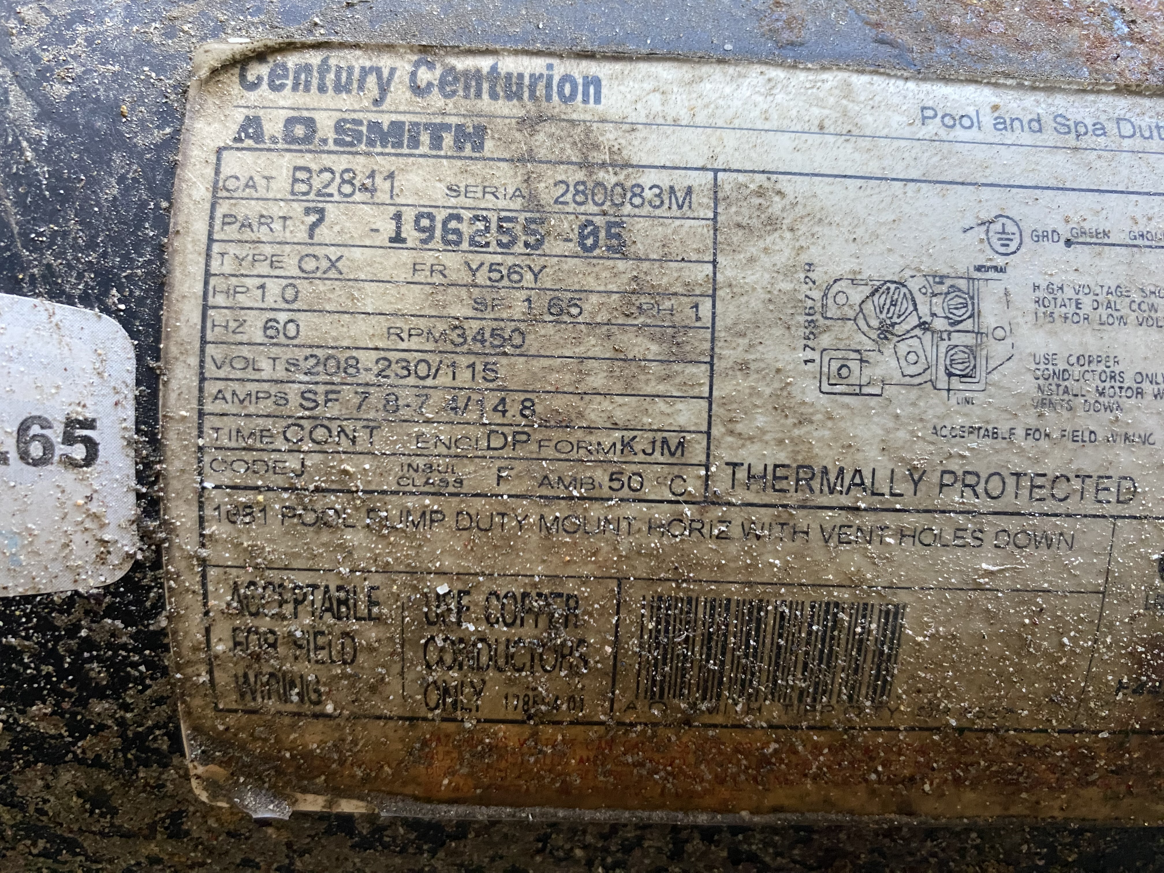 Century (A.O. Smith) 1.65 HP Motor, V-Green, Square Flange 48Y, Variable Speed - Model ECM16SQU