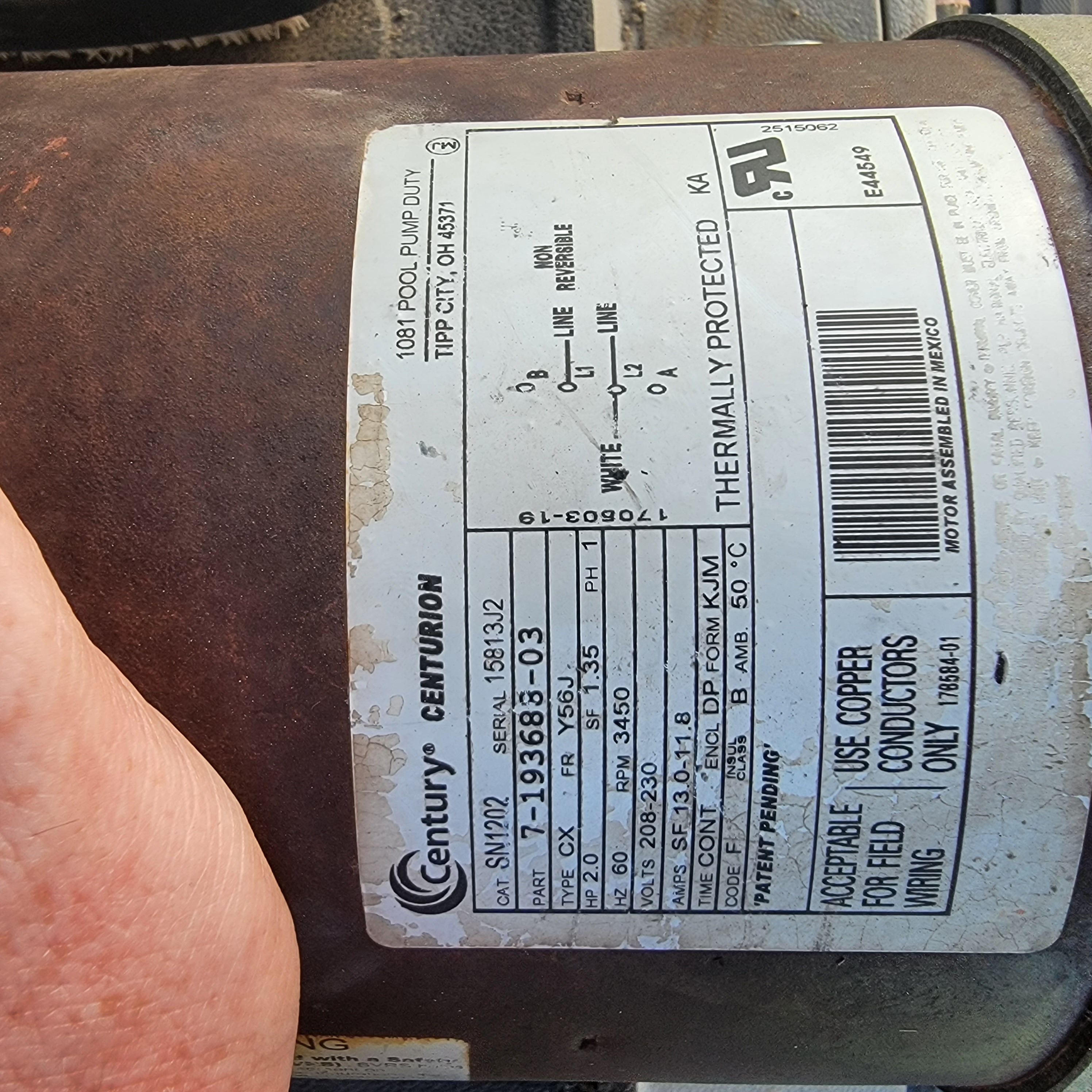 Questions for Century (A.O. Smith) 2.0 HP Up Rate Motor