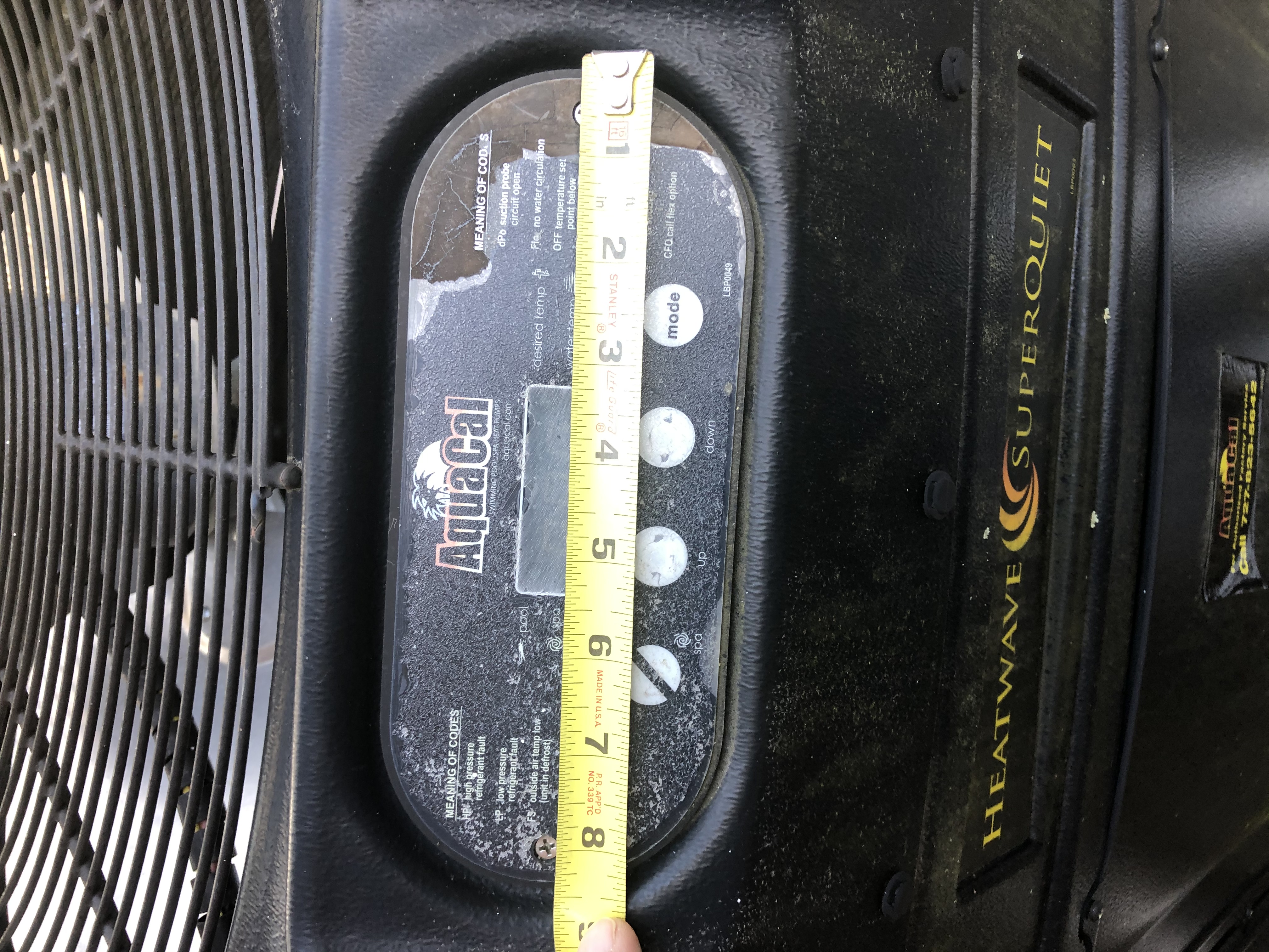 Display for AquaCal Heat Pump ECS0276