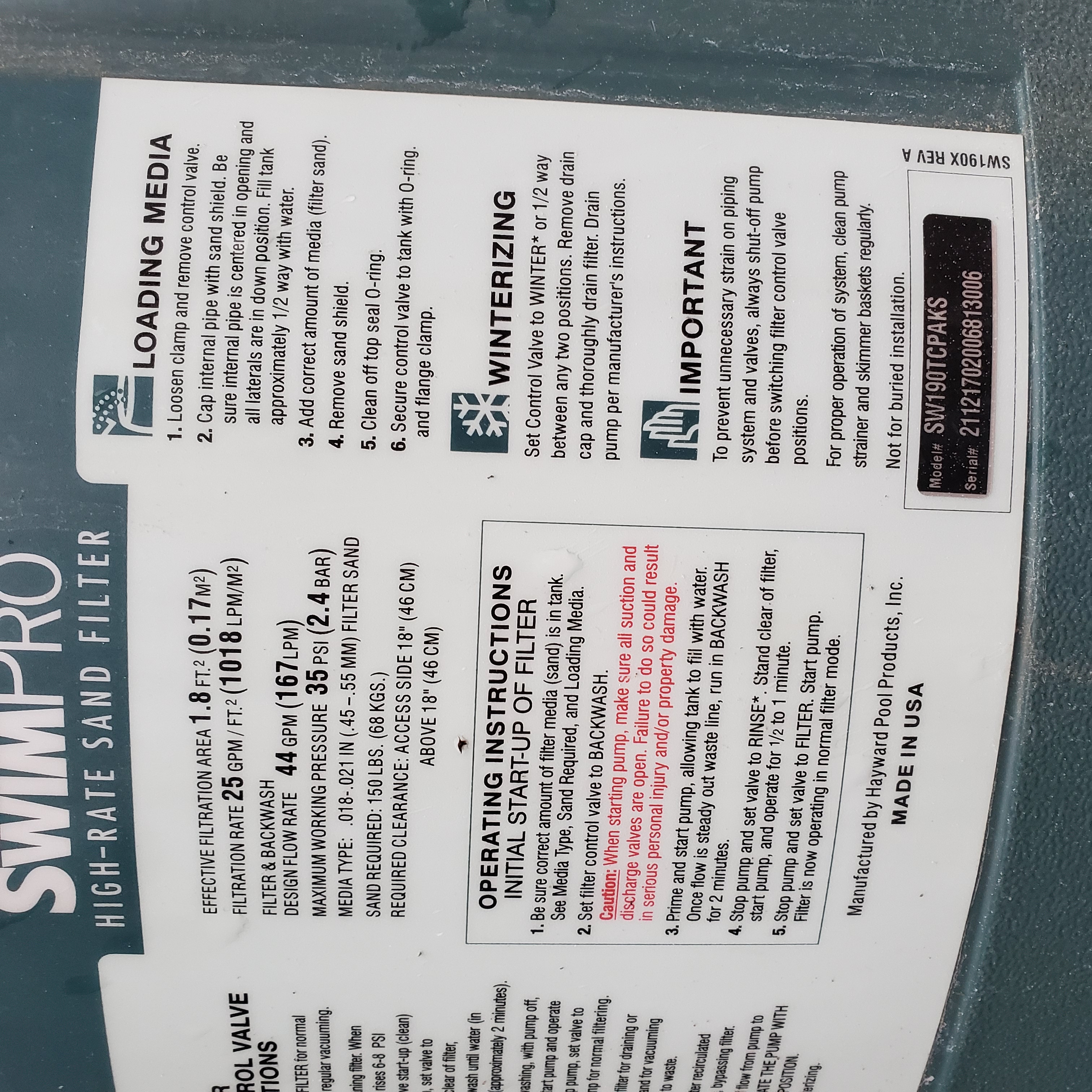 Hayward Lateral Assembly with Pipe for Pro Series, E-Series, SandMaster- SX180DA