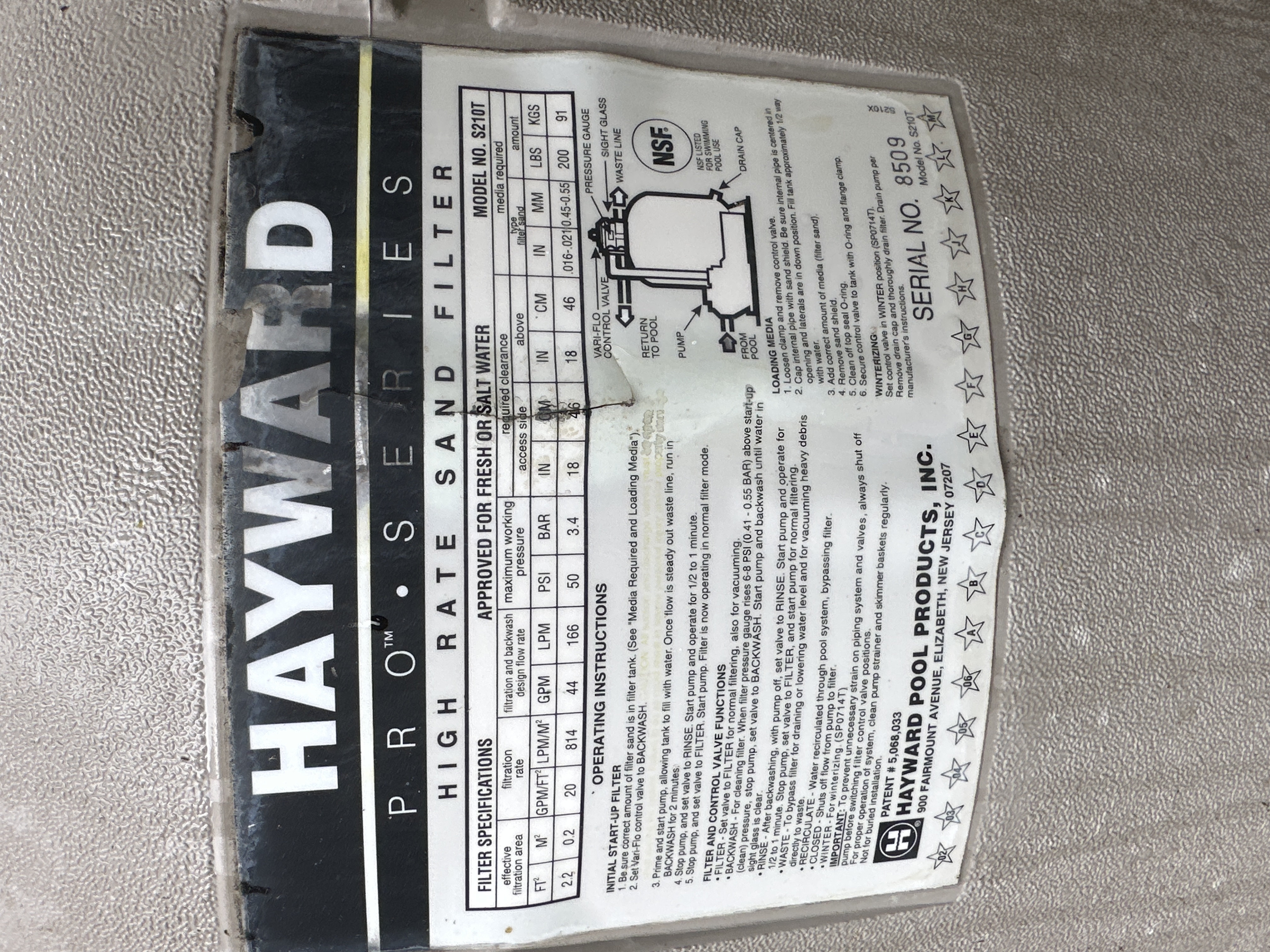 Hayward Lateral Assembly with Pipe for Pro Series, E-Series, SandMaster- SX180DA