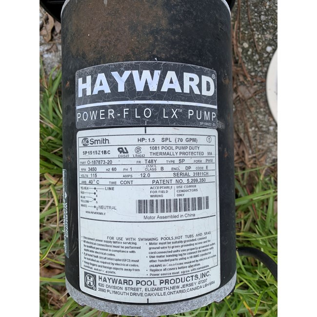 Hayward Century (A.O. Smith) PowerFlo Matrix Pump Motor, 1 HP with Switch - SPX1510Z1XE