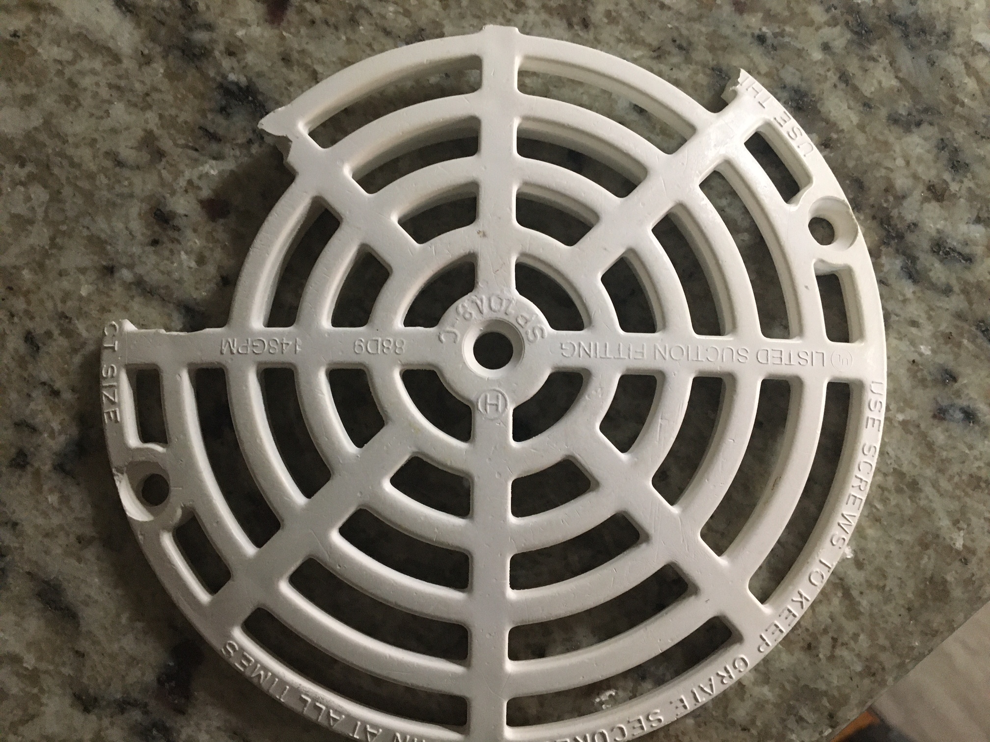 Hayward 8" Round Main Drain Suction Outlet Cover Only for Wall or Floor