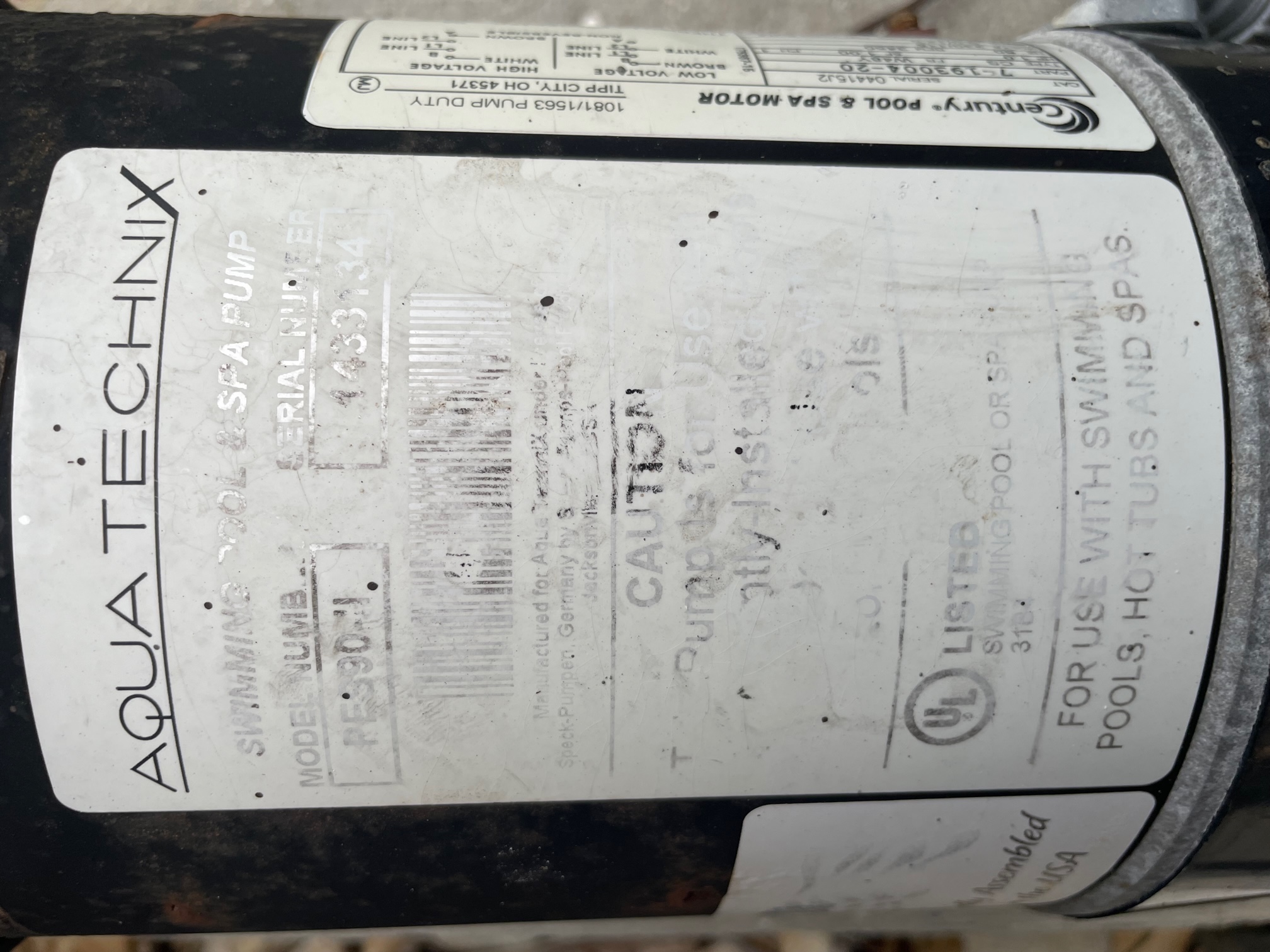 Magnetek Century (A.O. Smith) 1.0 HP Up Rate Thru Bolt Motor, 48Y Frame, Single Speed - Model BN25V1