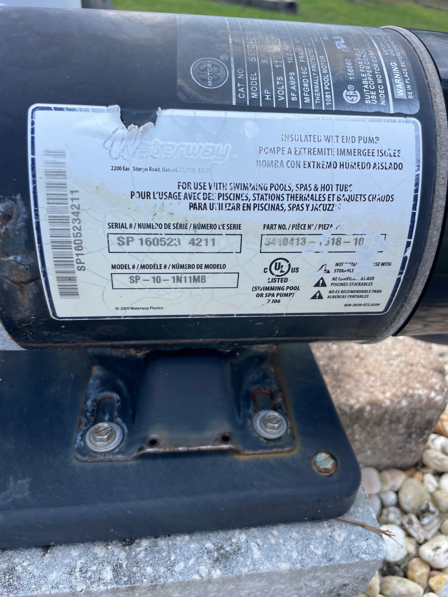 Magnetek Century (A.O. Smith) 1.0 HP Up Rate Thru Bolt Motor, 48Y Frame, Single Speed - Model BN25V1