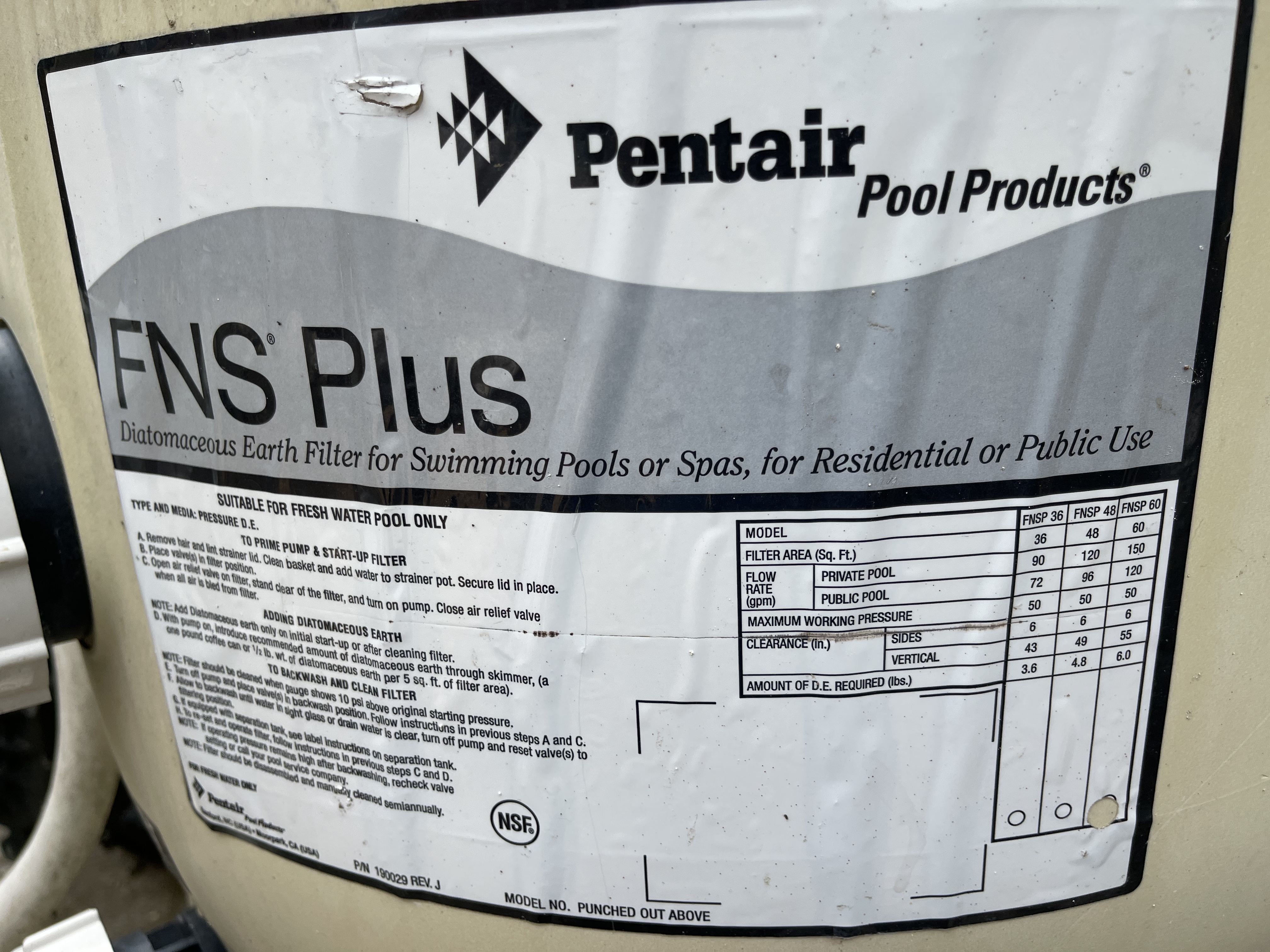 Pentair 170022 Tank Lid Assembly Replacement FNS Plus FNSP60 Pool and Spa D.E... 