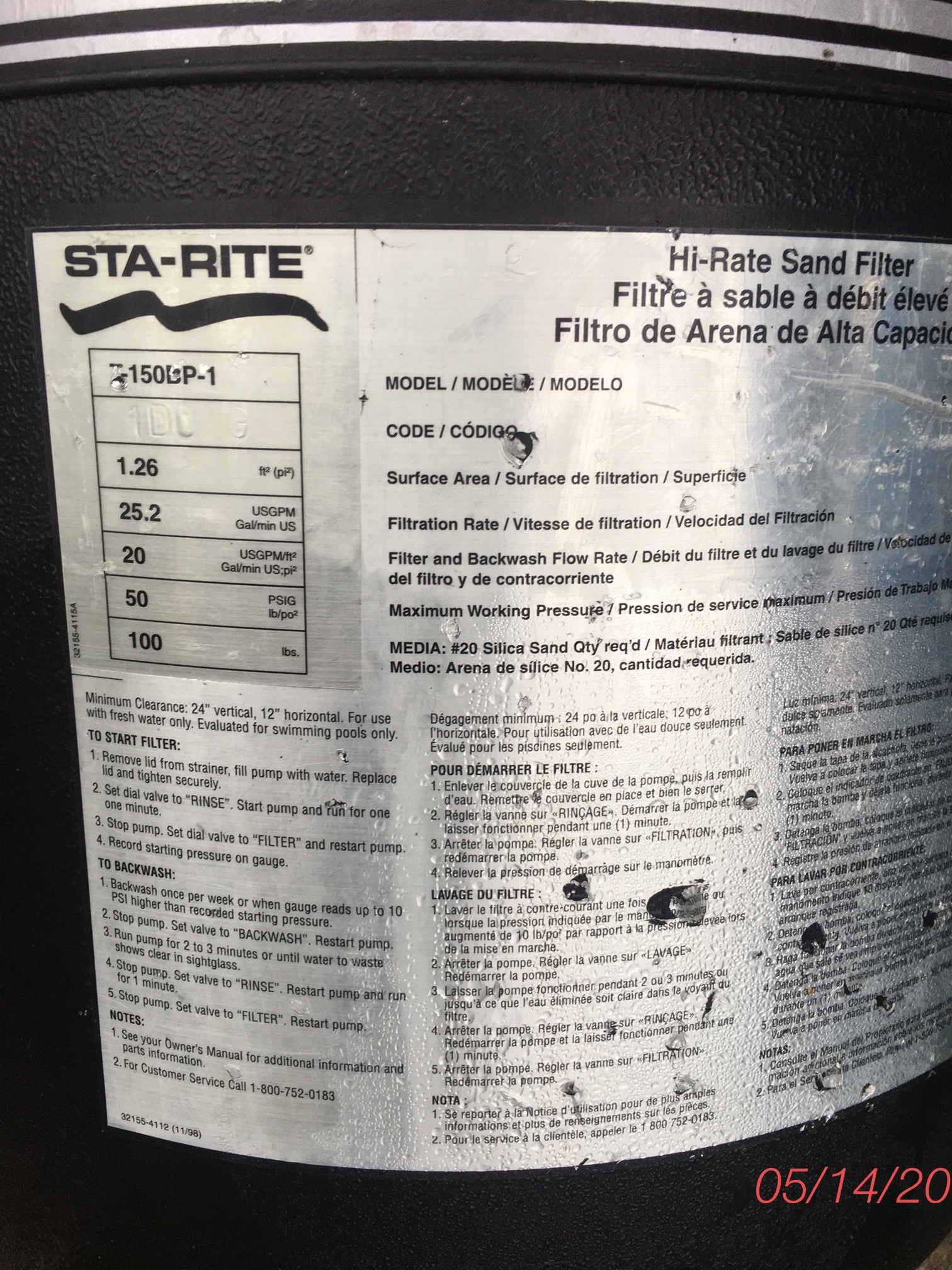 Pentair Sta-Rite Sand Filter Top Mount Multiport Valve with