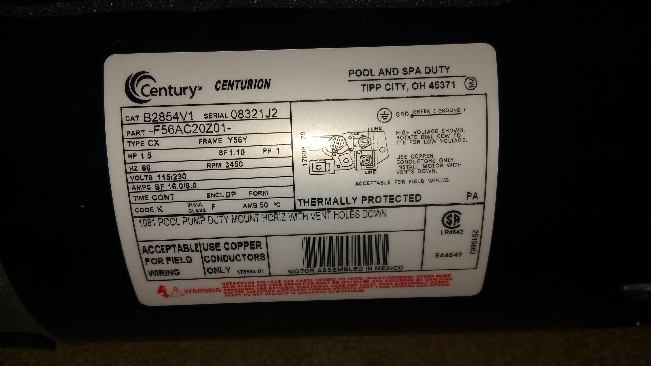 Pool Pump Housing Assembly w/ 1.65 THP Impeller, Compaitible with