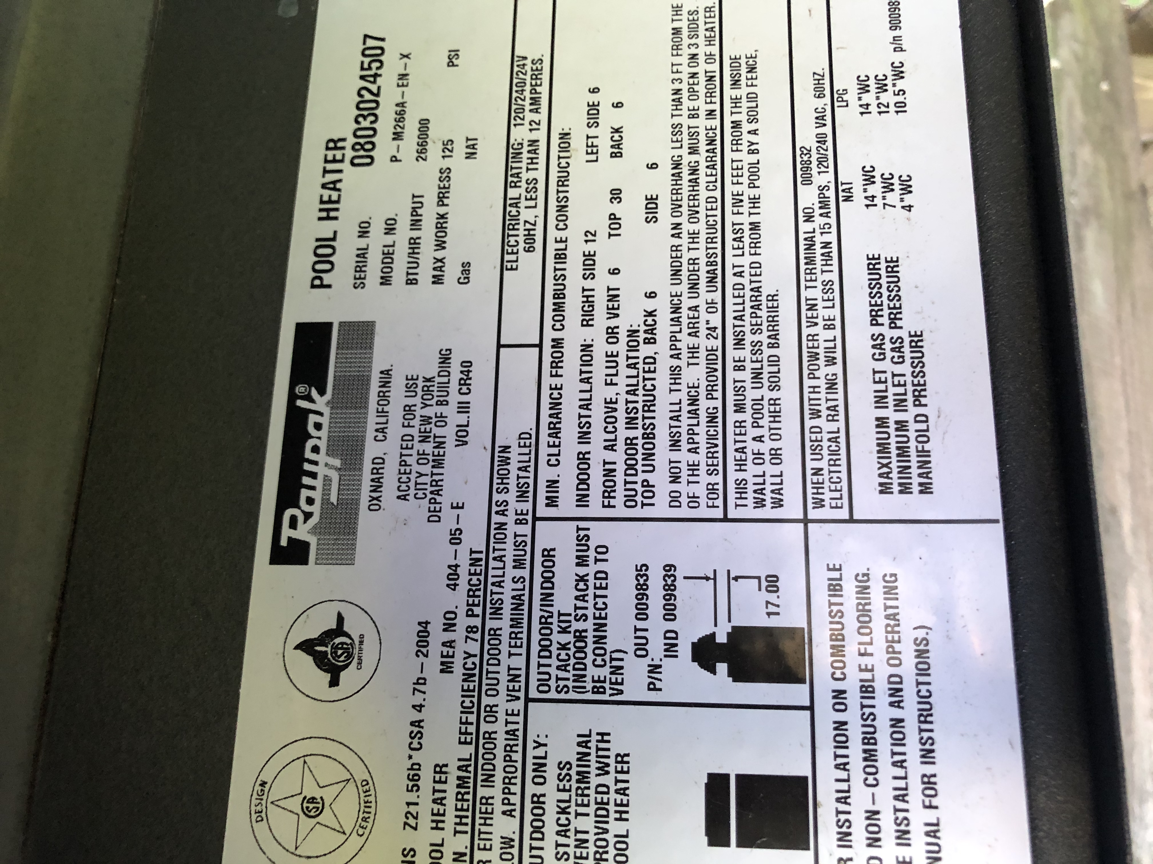 Raypak RP2100 Digital Natural Gas Heater, 199,500 BTU, Copper Heat