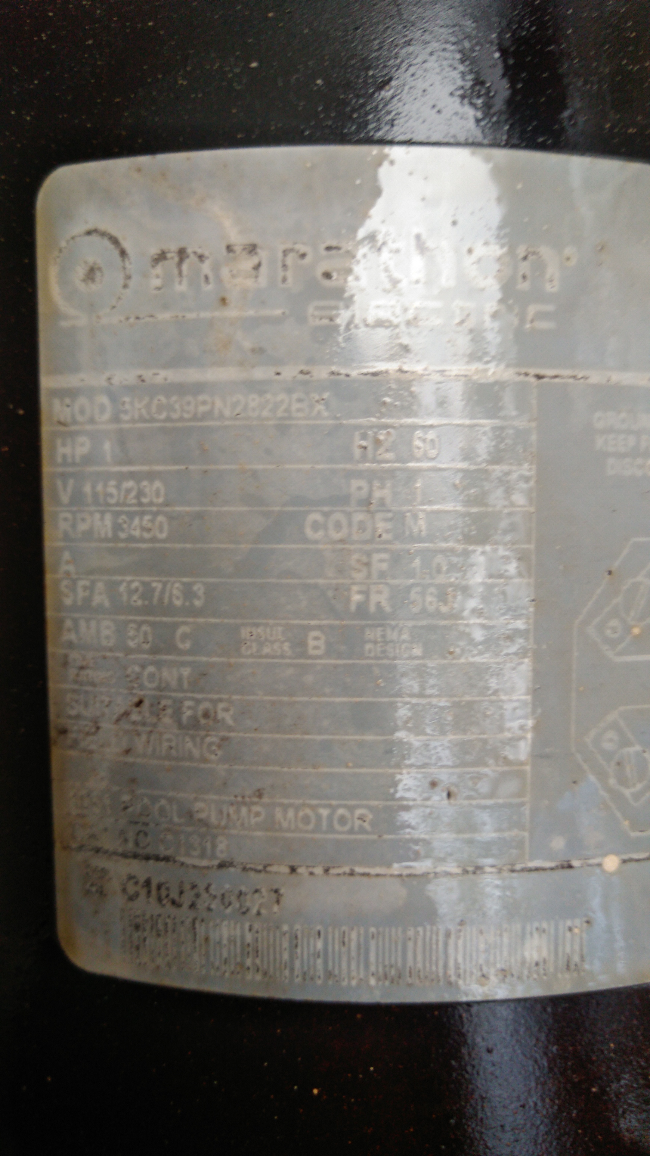 A.O. Smith Century® UST1102 - 1.0 HP Replacement Pool Pump Motor  Round Flange | 56J Frame | Single Speed