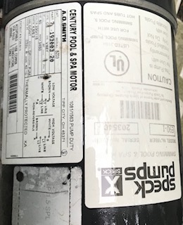 A.O. Smith Century® UST1102 - 1.0 HP Replacement Pool Pump Motor  Round Flange | 56J Frame | Single Speed