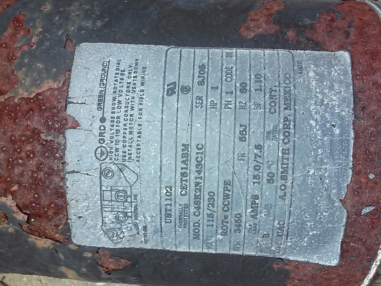 A.O. Smith Century® UST1102 - 1.0 HP Replacement Pool Pump Motor  Round Flange | 56J Frame | Single Speed