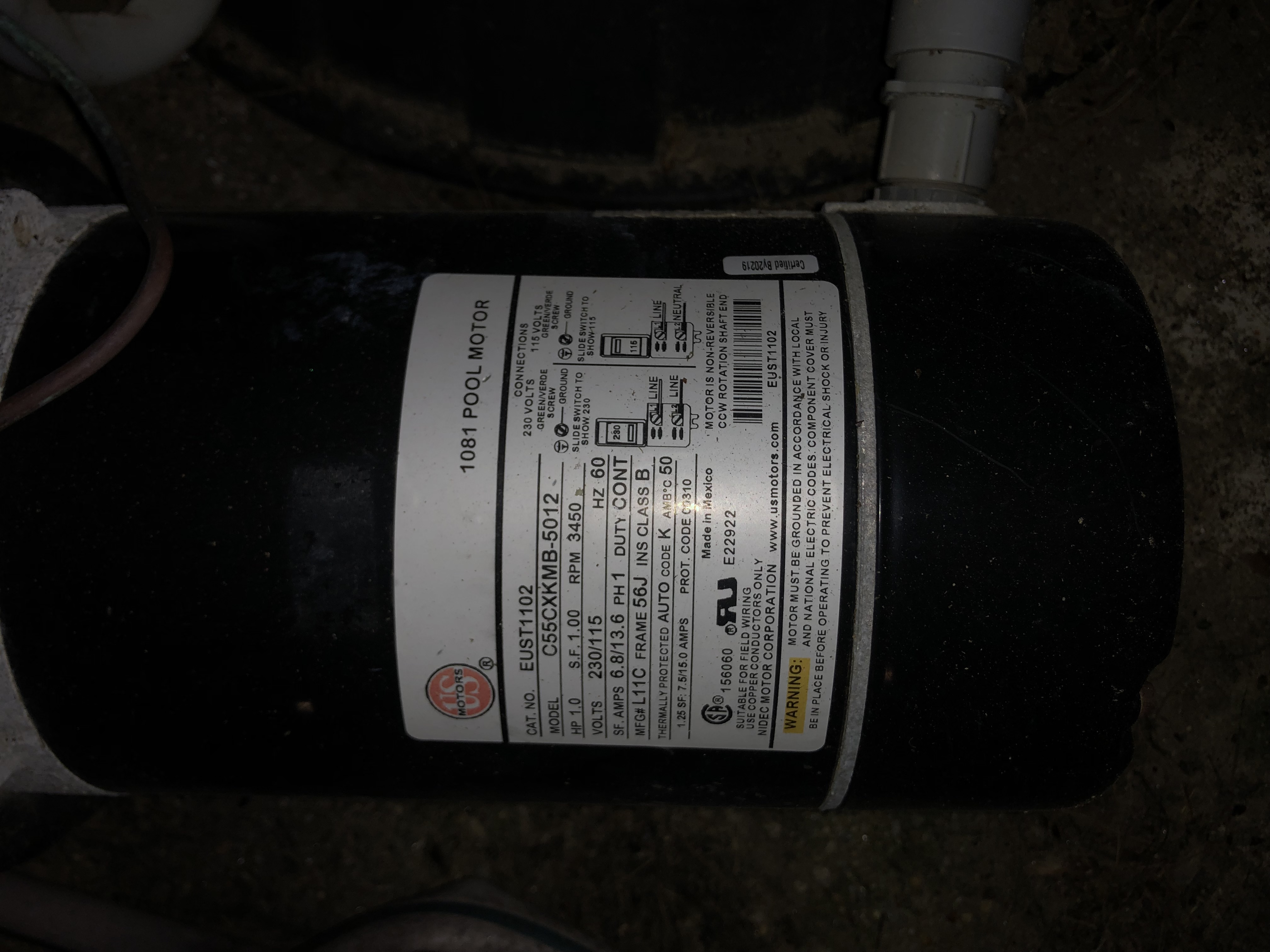 A.O. Smith Century® UST1102 - 1.0 HP Replacement Pool Pump Motor  Round Flange | 56J Frame | Single Speed