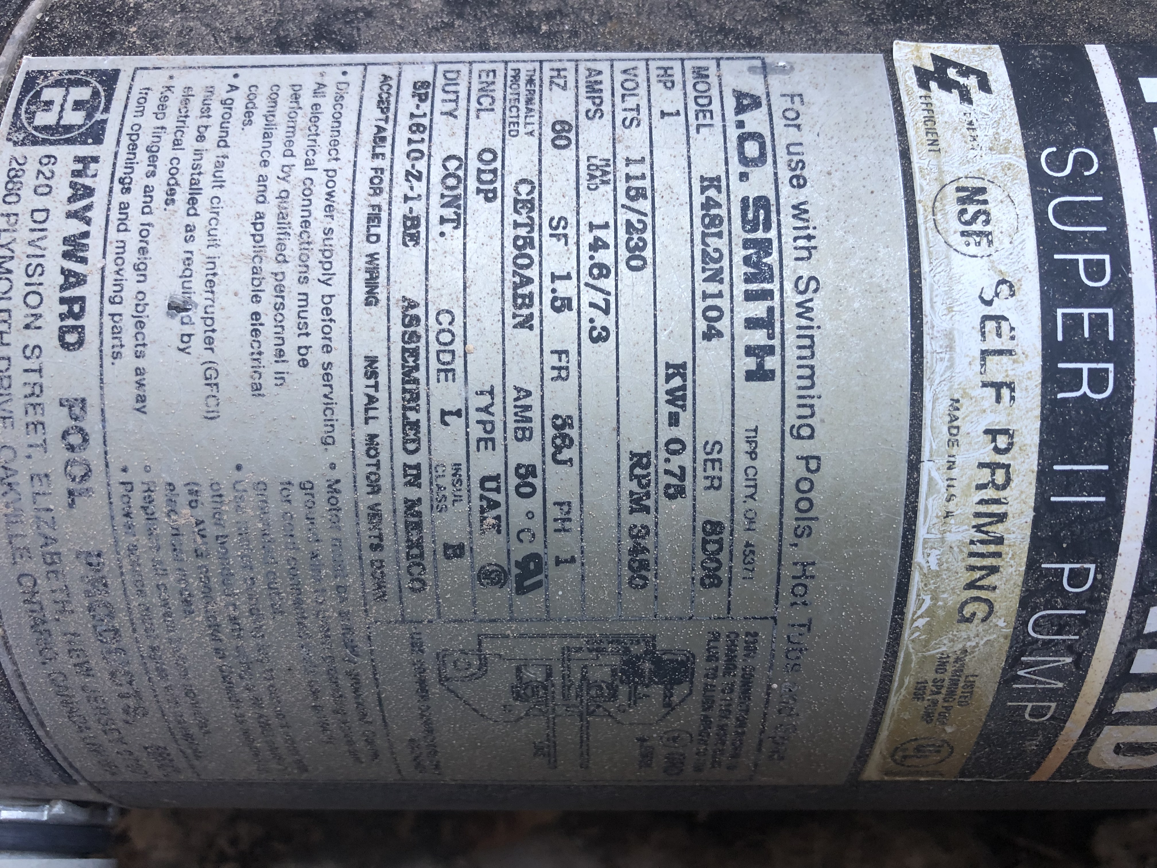 A.O. Smith Century® UST1102 - 1.0 HP Replacement Pool Pump Motor  Round Flange | 56J Frame | Single Speed