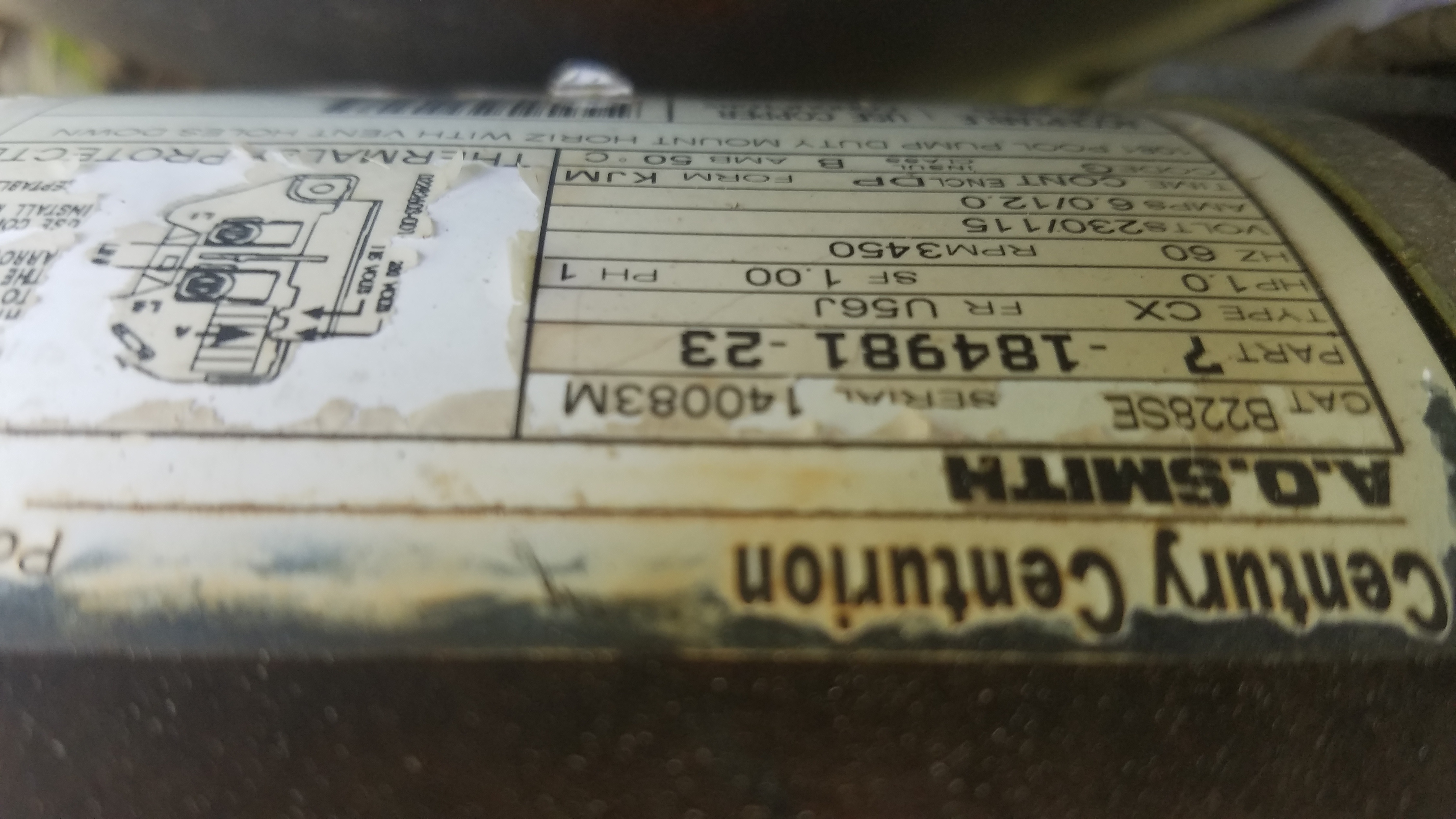 A.O. Smith Century® UST1102 - 1.0 HP Replacement Pool Pump Motor  Round Flange | 56J Frame | Single Speed