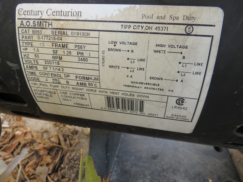 A.O. Smith Century® UST1102 - 1.0 HP Replacement Pool Pump Motor  Round Flange | 56J Frame | Single Speed