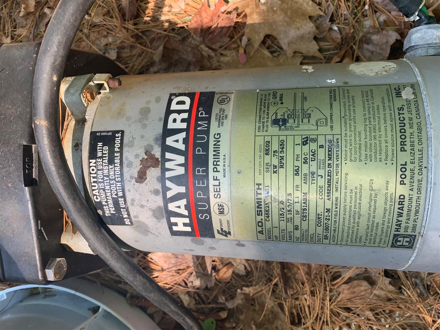 A.O. Smith Century® UST1102 - 1.0 HP Replacement Pool Pump Motor  Round Flange | 56J Frame | Single Speed