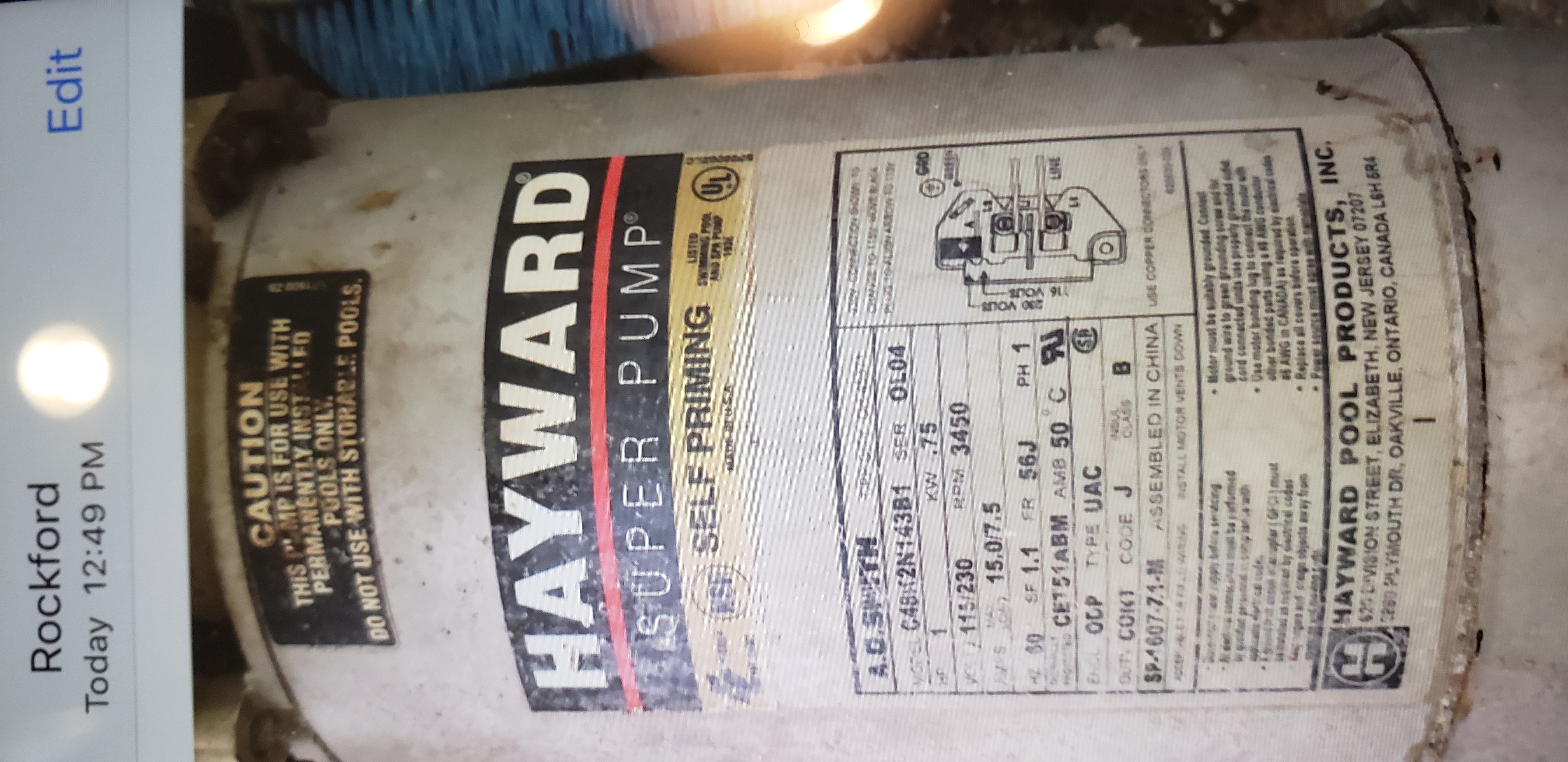 A.O. Smith Century® UST1102 - 1.0 HP Replacement Pool Pump Motor  Round Flange | 56J Frame | Single Speed