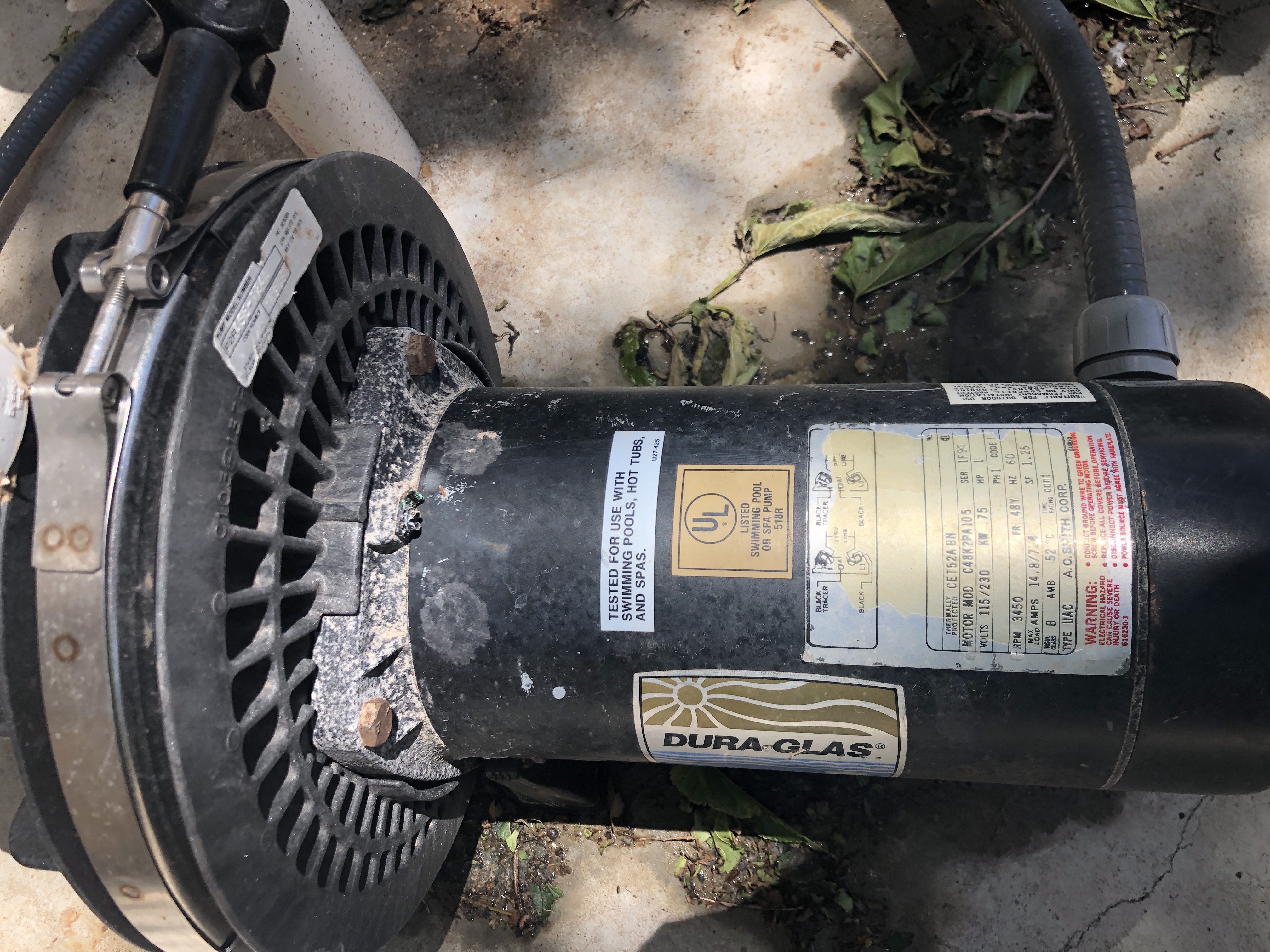 A.O. Smith Century® 1.0 HP Up-Rated Pool Pump Motor - USQ1102  Single Speed | Square Flange | 48Y Frame