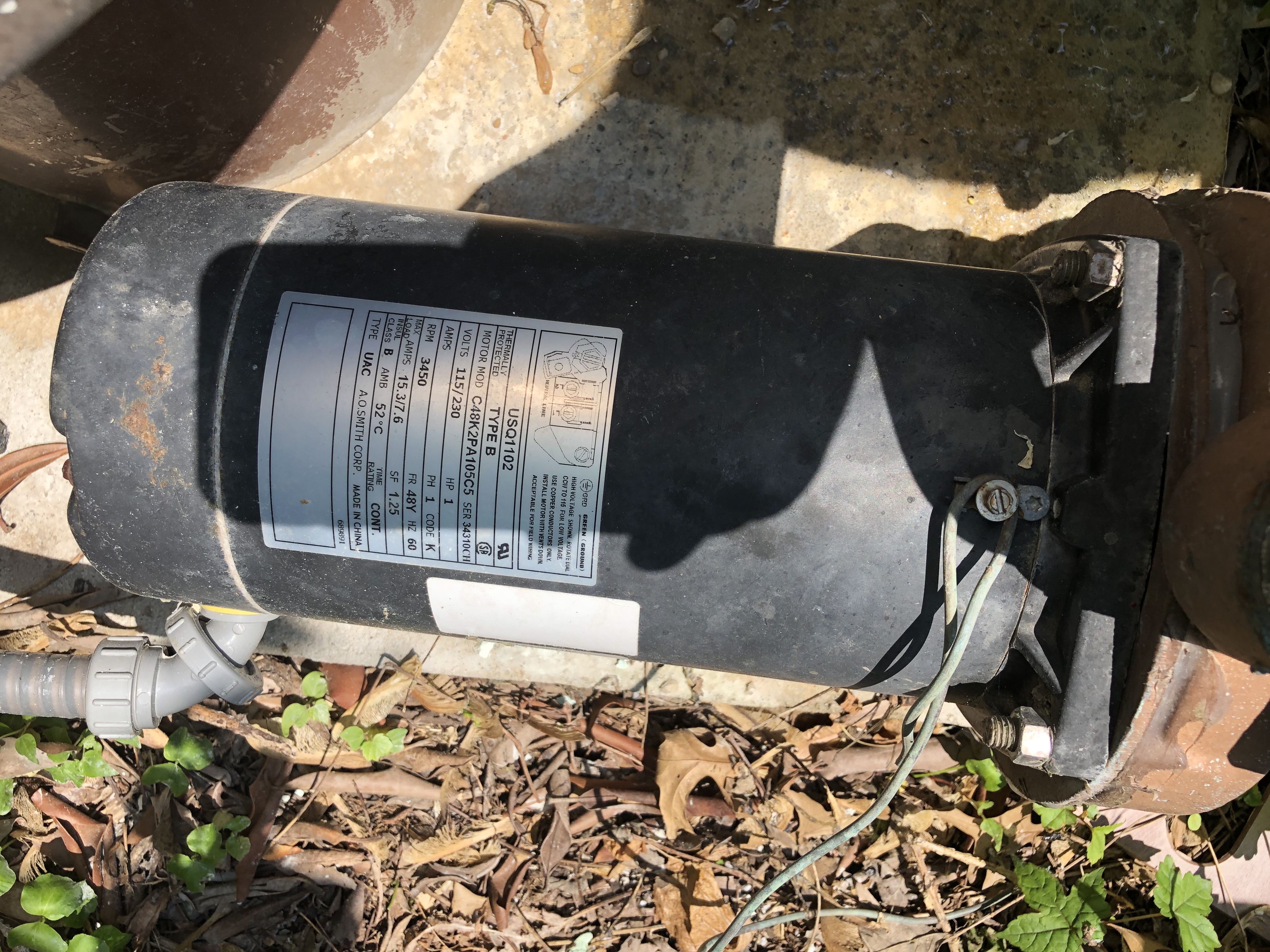 A.O. Smith Century® 1.0 HP Up-Rated Pool Pump Motor - USQ1102  Single Speed | Square Flange | 48Y Frame