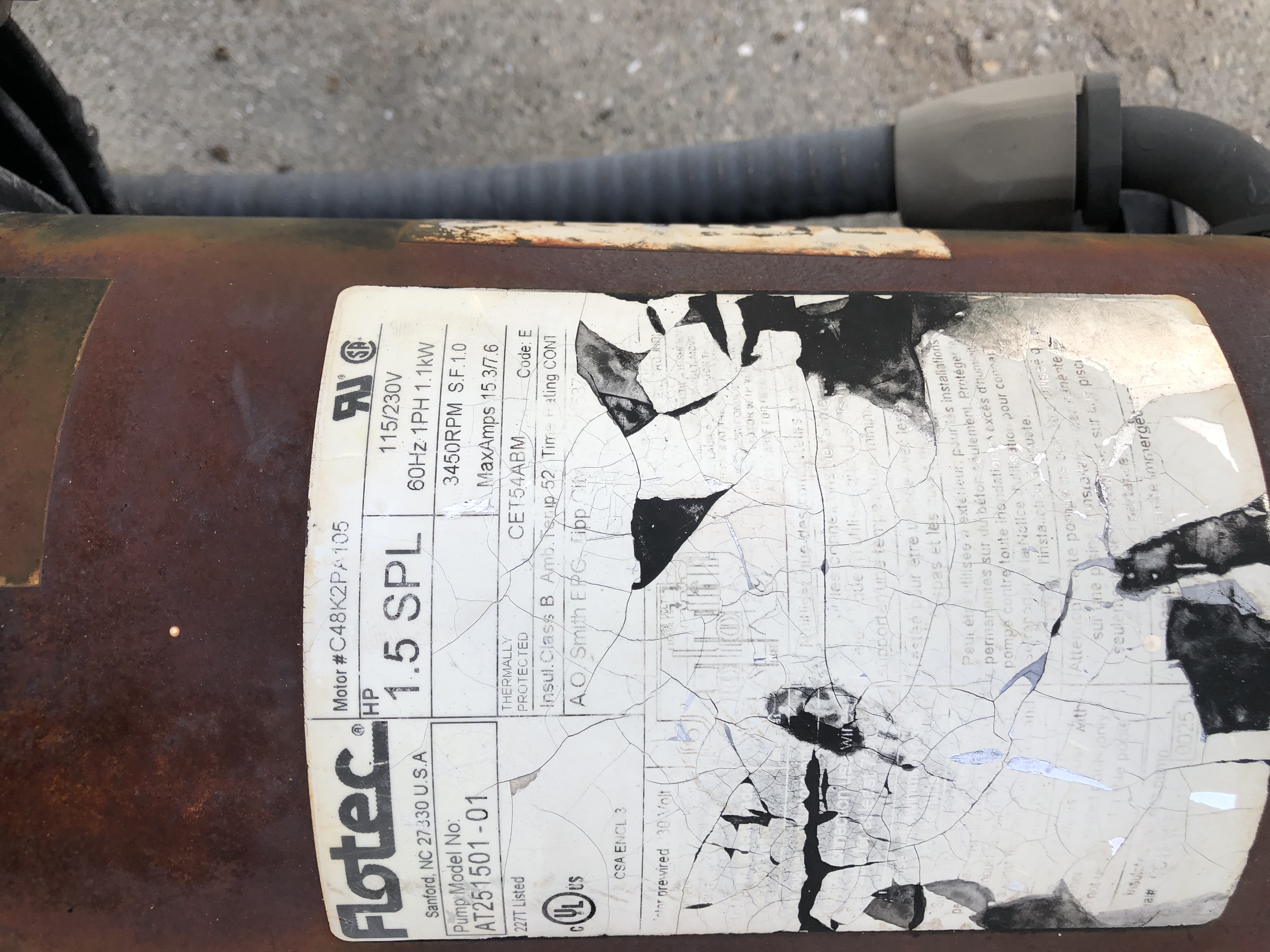 A.O. Smith Century® 1.0 HP Up-Rated Pool Pump Motor - USQ1102  Single Speed | Square Flange | 48Y Frame