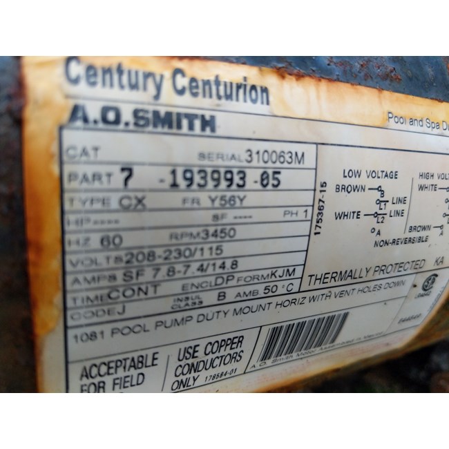 Century (A.O. Smith) 1.0 HP Full Rate EE Motor, Square Flange 56Y Frame, Single Speed - Model B2841V1