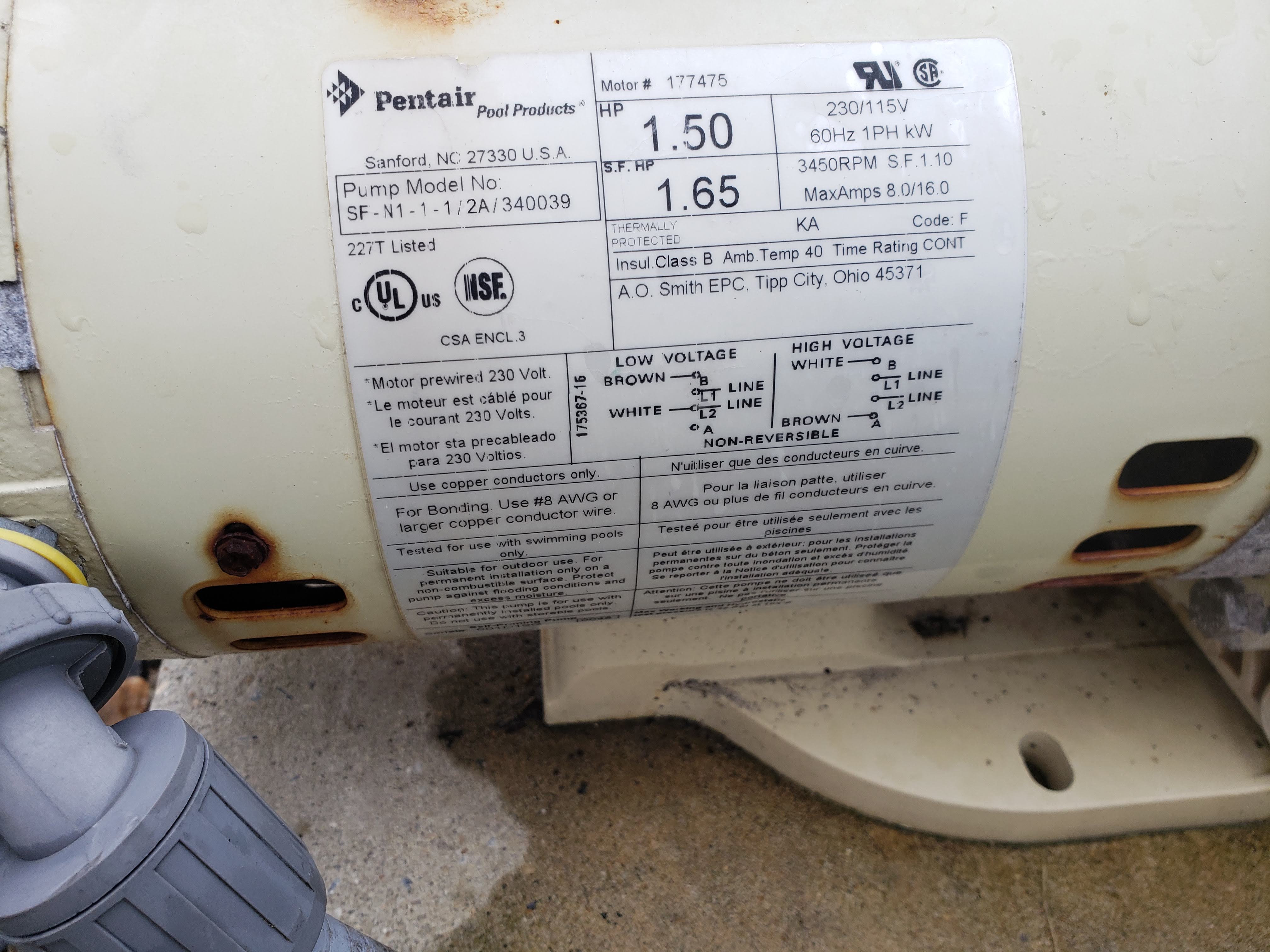 Questions for Century (A.O. Smith) 1.0 HP Full Rate Motor