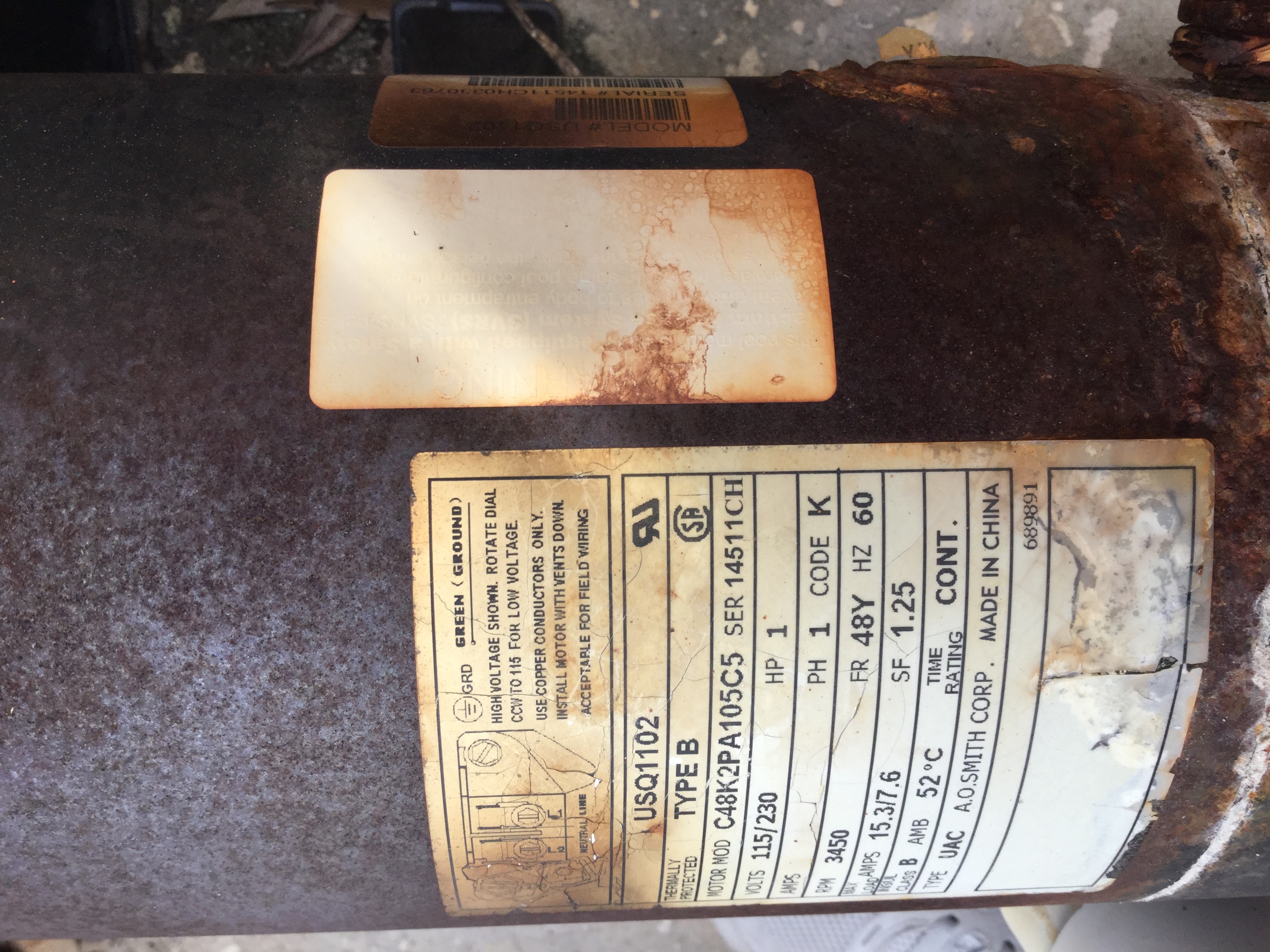 A.O. Smith Century® UST1152 - 1.5 HP Replacement Pool Pump Motor  Round Flange | 56J Frame | Single Speed