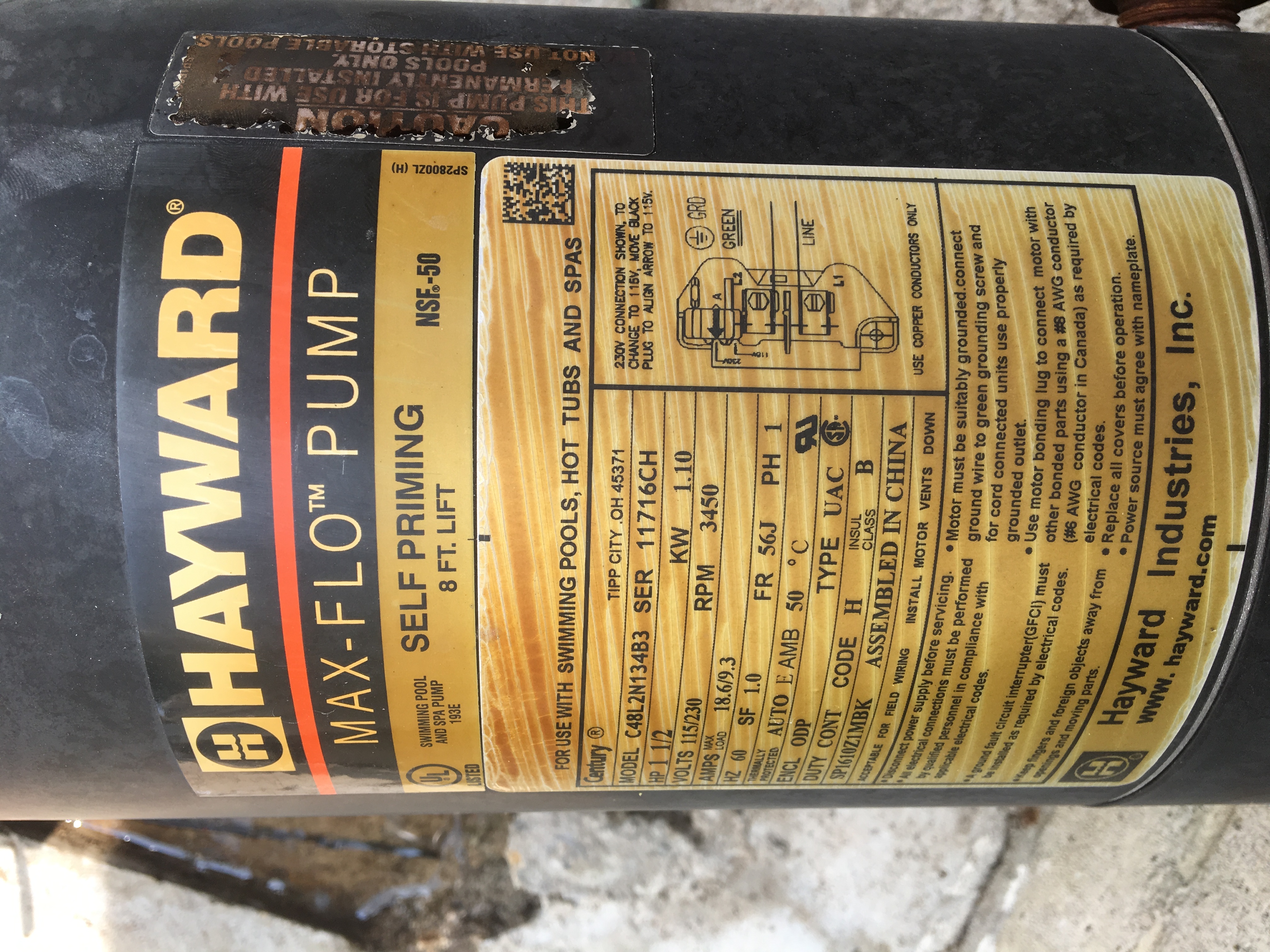 A.O. Smith Century® UST1152 - 1.5 HP Replacement Pool Pump Motor  Round Flange | 56J Frame | Single Speed