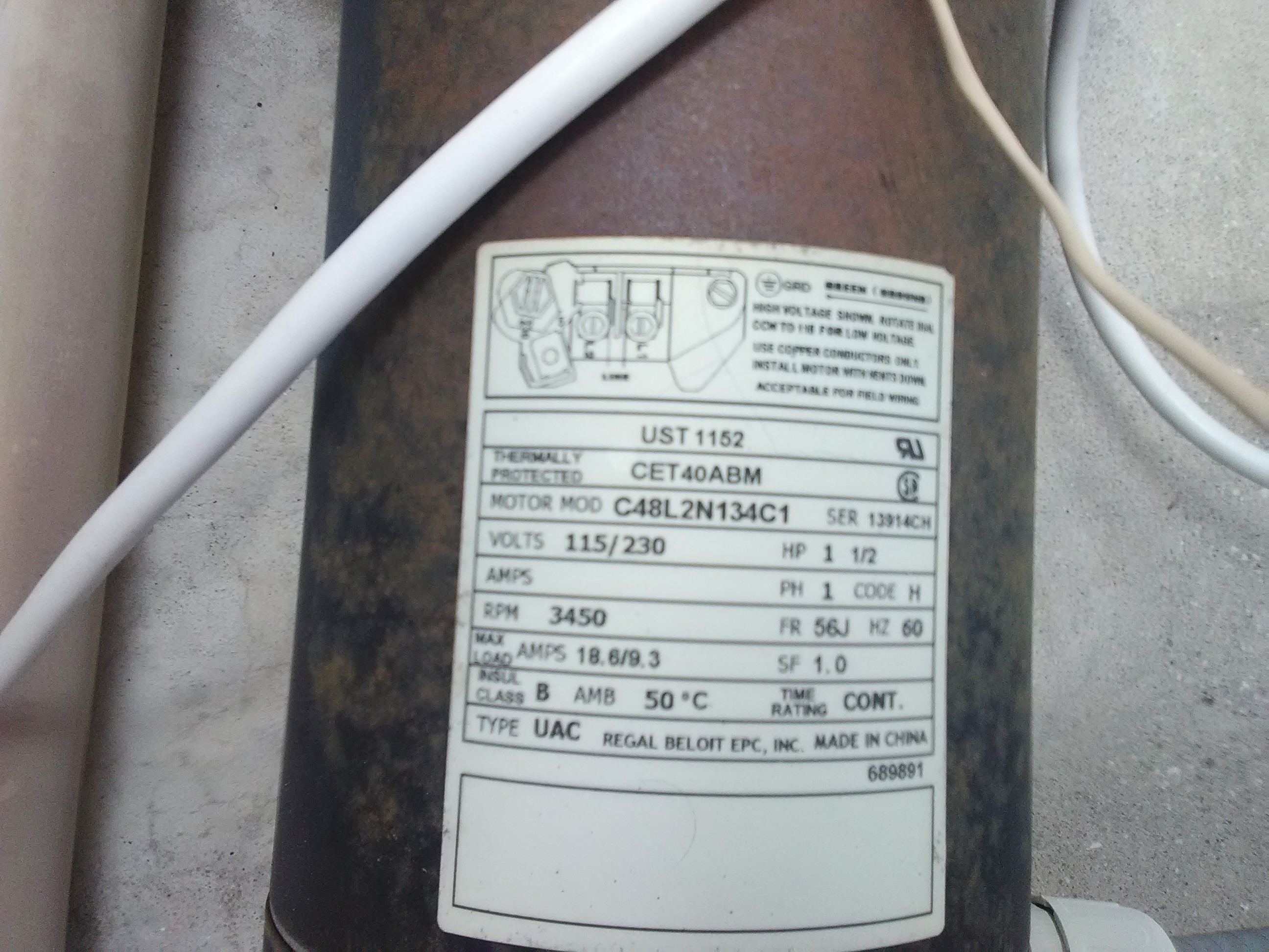 A.O. Smith Century® UST1152 - 1.5 HP Replacement Pool Pump Motor  Round Flange | 56J Frame | Single Speed