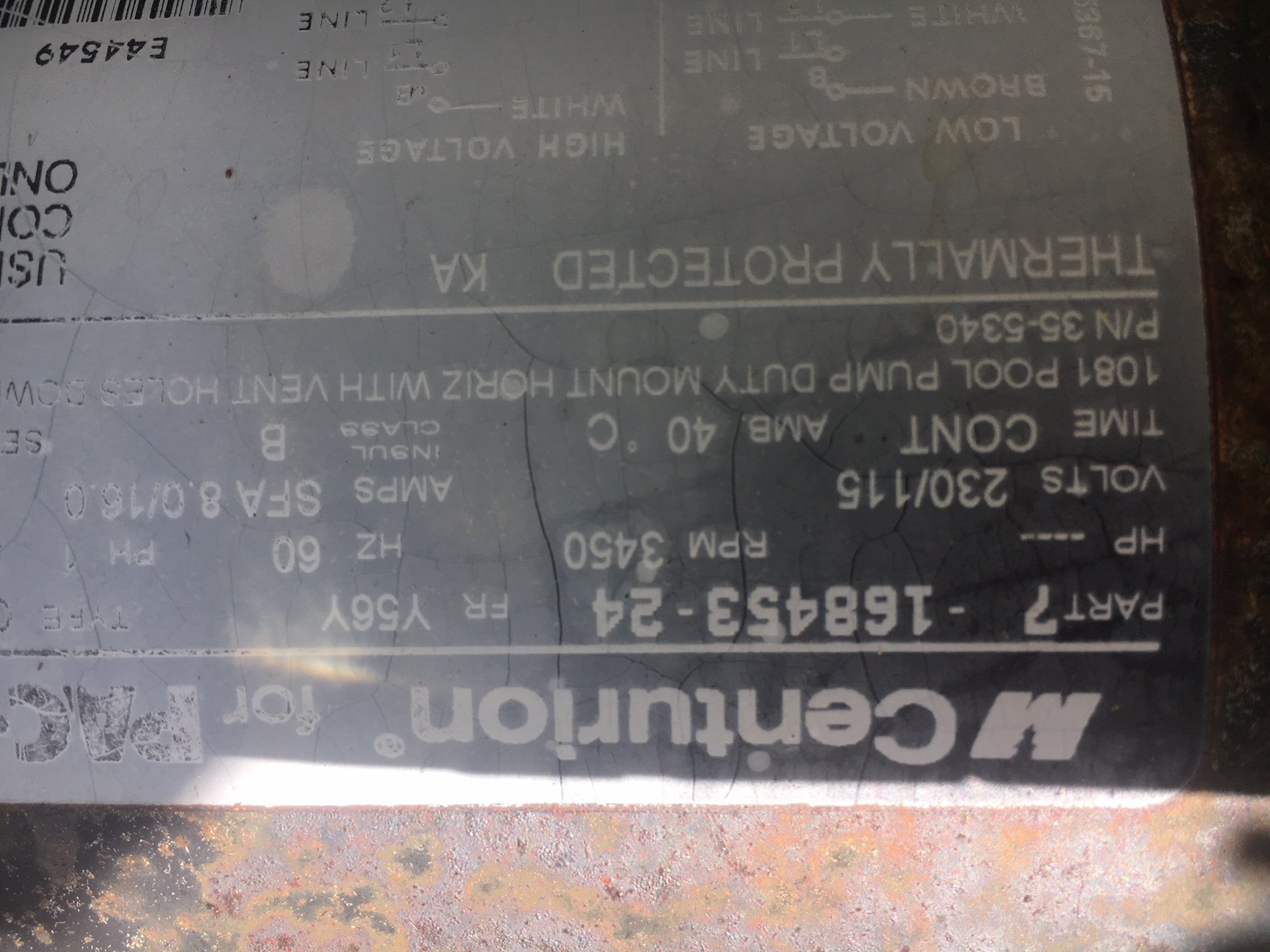 Century (A.O. Smith) 1.5 HP Full Rate Motor, Square Flange 56Y Frame, Single Speed - Model B2858