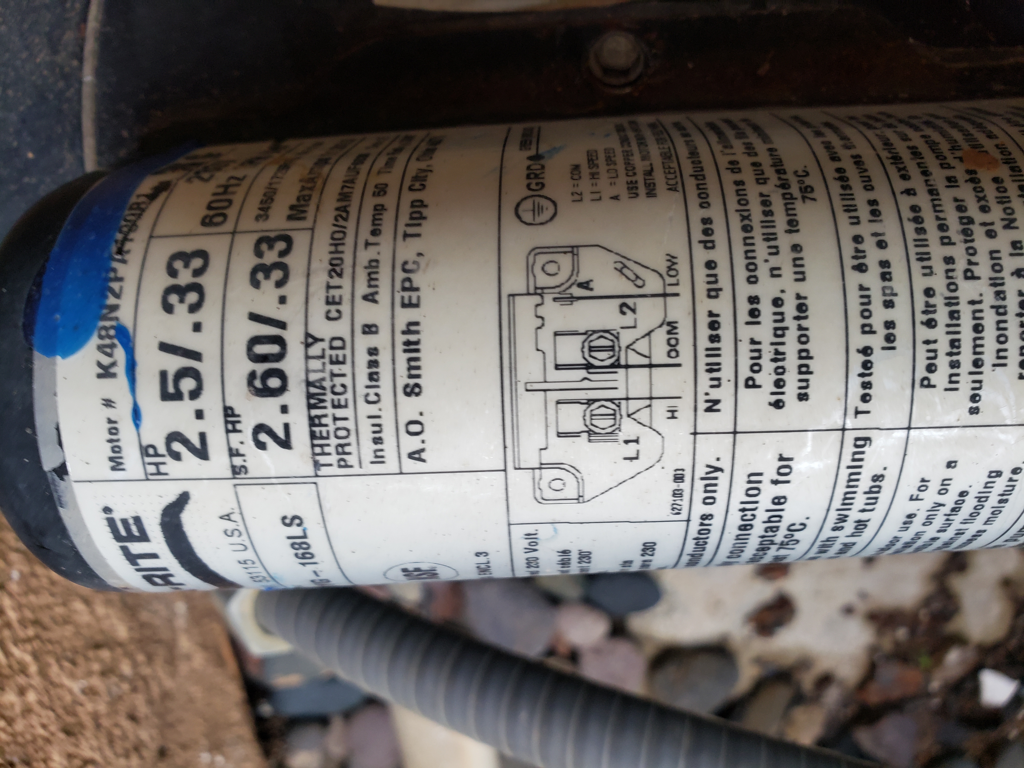 Century® (A.O. Smith) 2.0 HP Up-Rate Pool Pump Motor - USQ1202  Square Flange | 48Y Frame | Single Speed