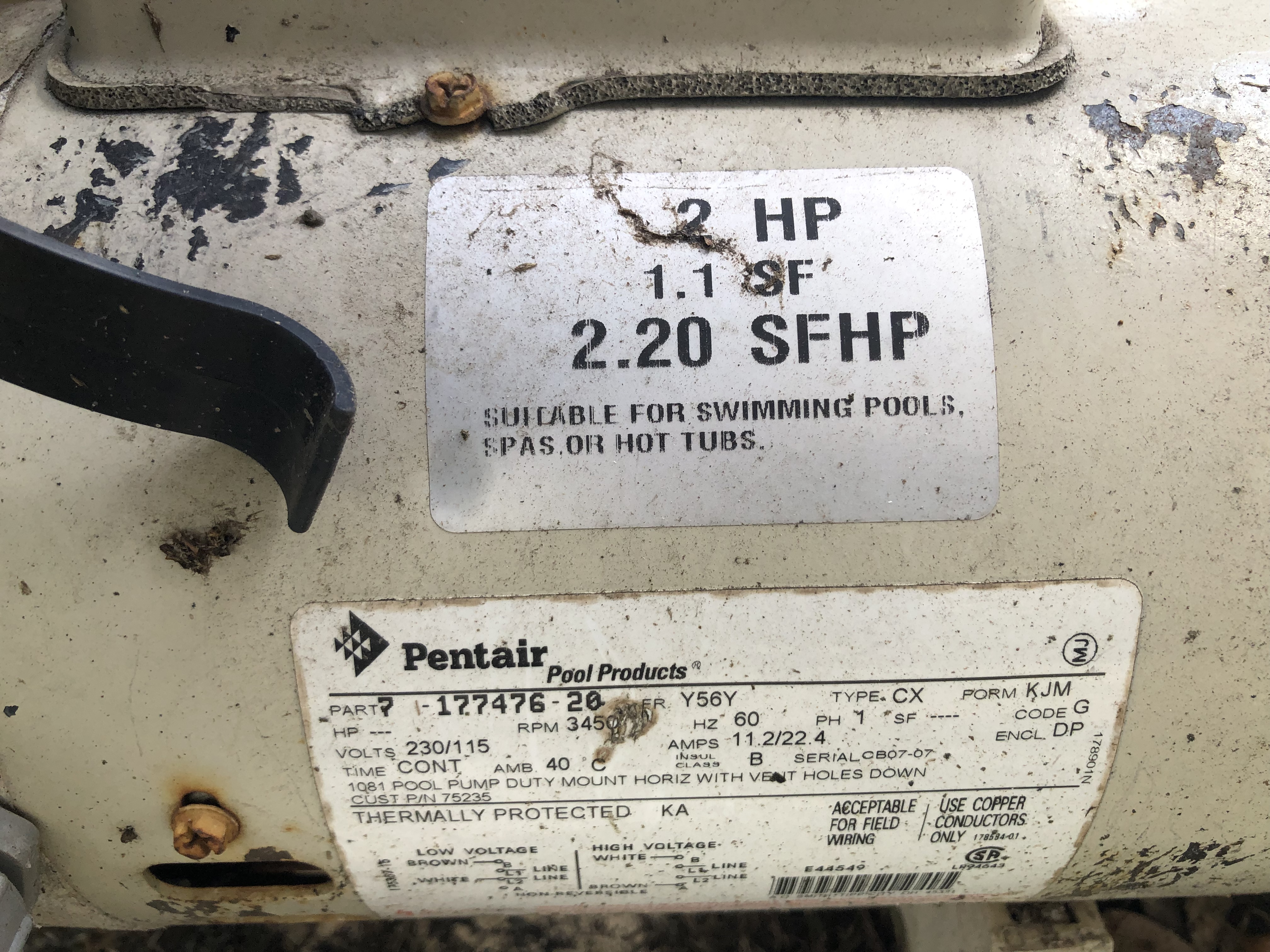 Century® (A.O. Smith) 2.0 HP Up-Rate Pool Pump Motor - USQ1202  Square Flange | 48Y Frame | Single Speed