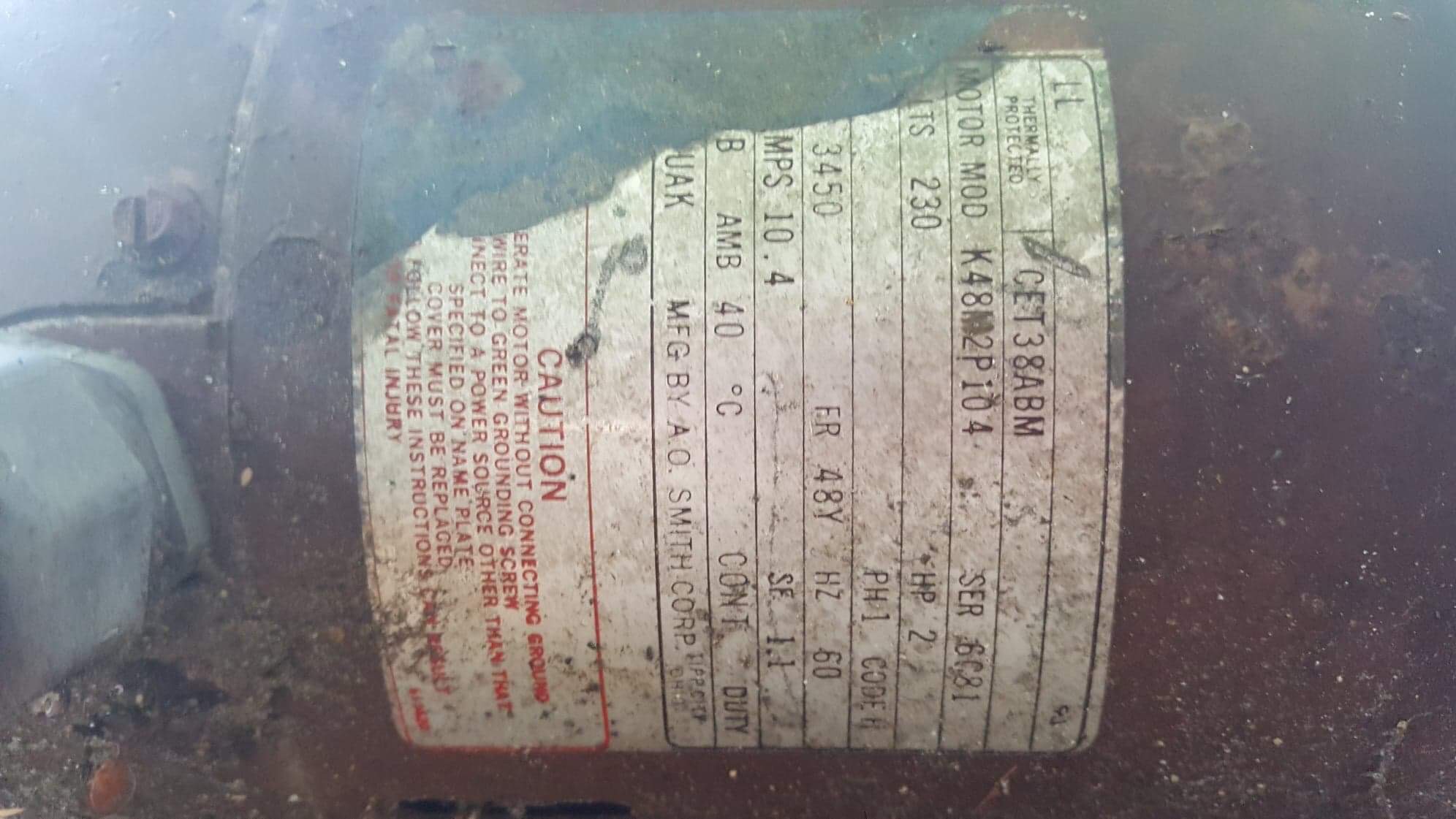 Century® (A.O. Smith) 2.0 HP Up-Rate Pool Pump Motor - USQ1202  Square Flange | 48Y Frame | Single Speed