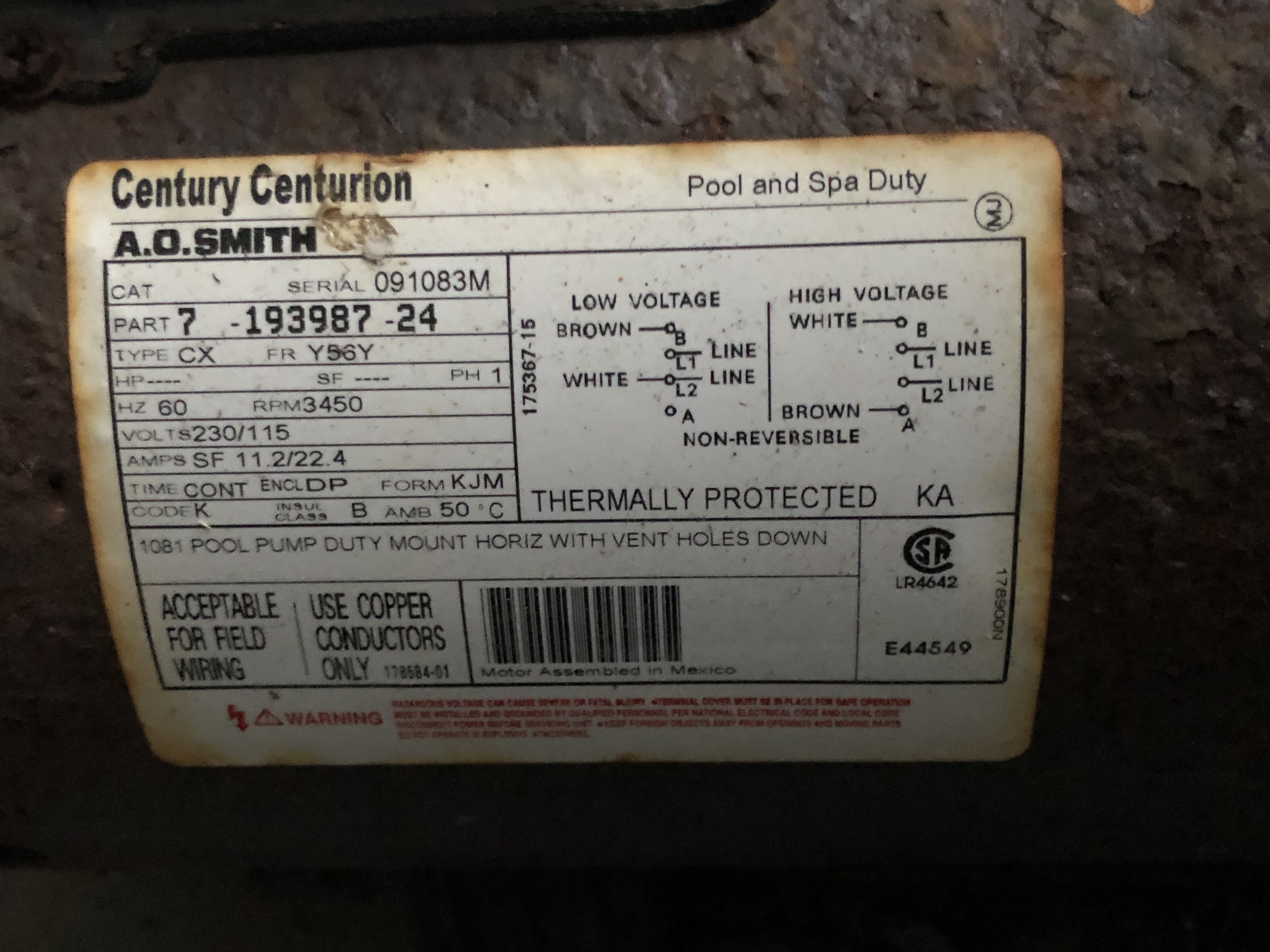 Century® (A.O. Smith) 2.0 HP Up-Rate Pool Pump Motor - B855  Square Flange | 56Y Frame | Single Speed - B2855