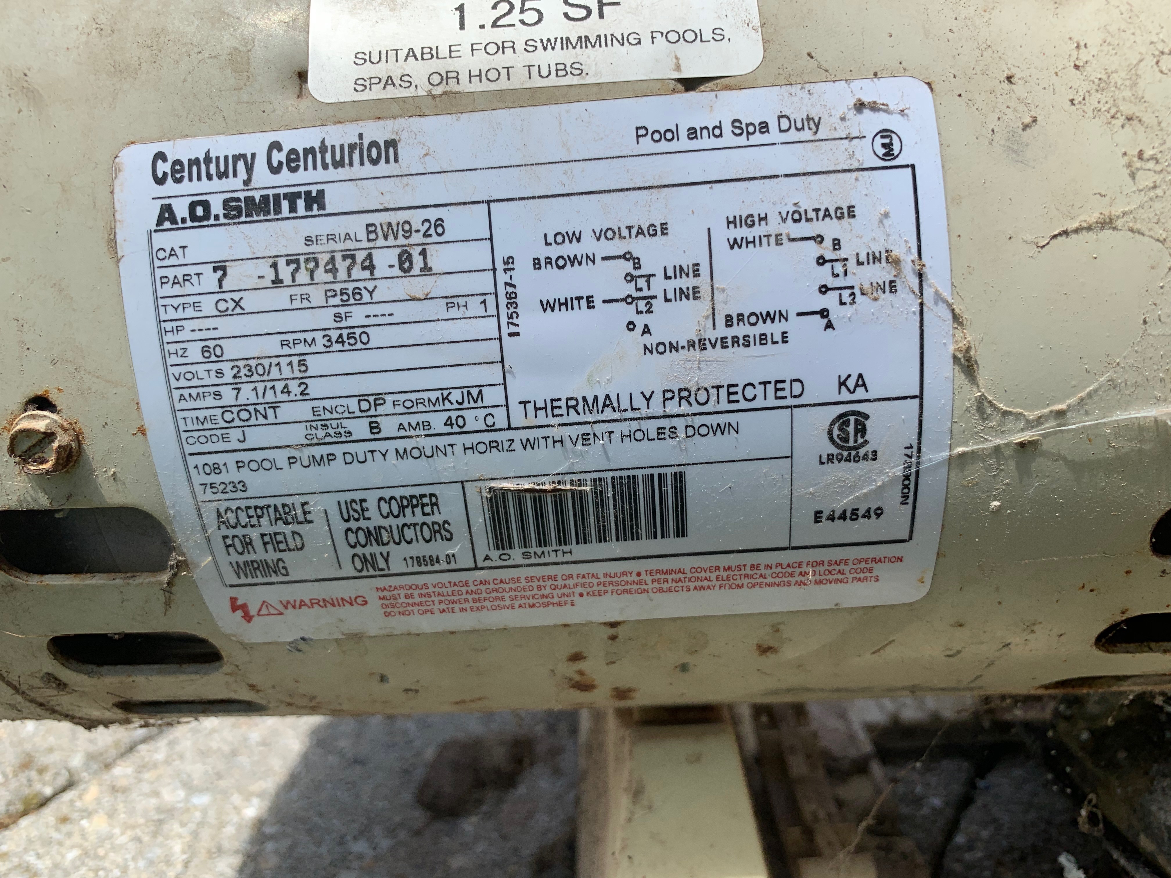 Questions for Century (A.O. Smith) .75 HP Full Rate Motor Questions for Century (A.O. Smith) .75 HP Full Rate Motor