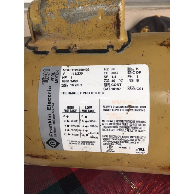 A O Smith Motor 56c Keyed Full 1 Hp B122 Inyopools Com A O Smith Motor 56c Keyed Full 1 Hp, Franklin Electric 1081 Pool Motor Wiring Diagram