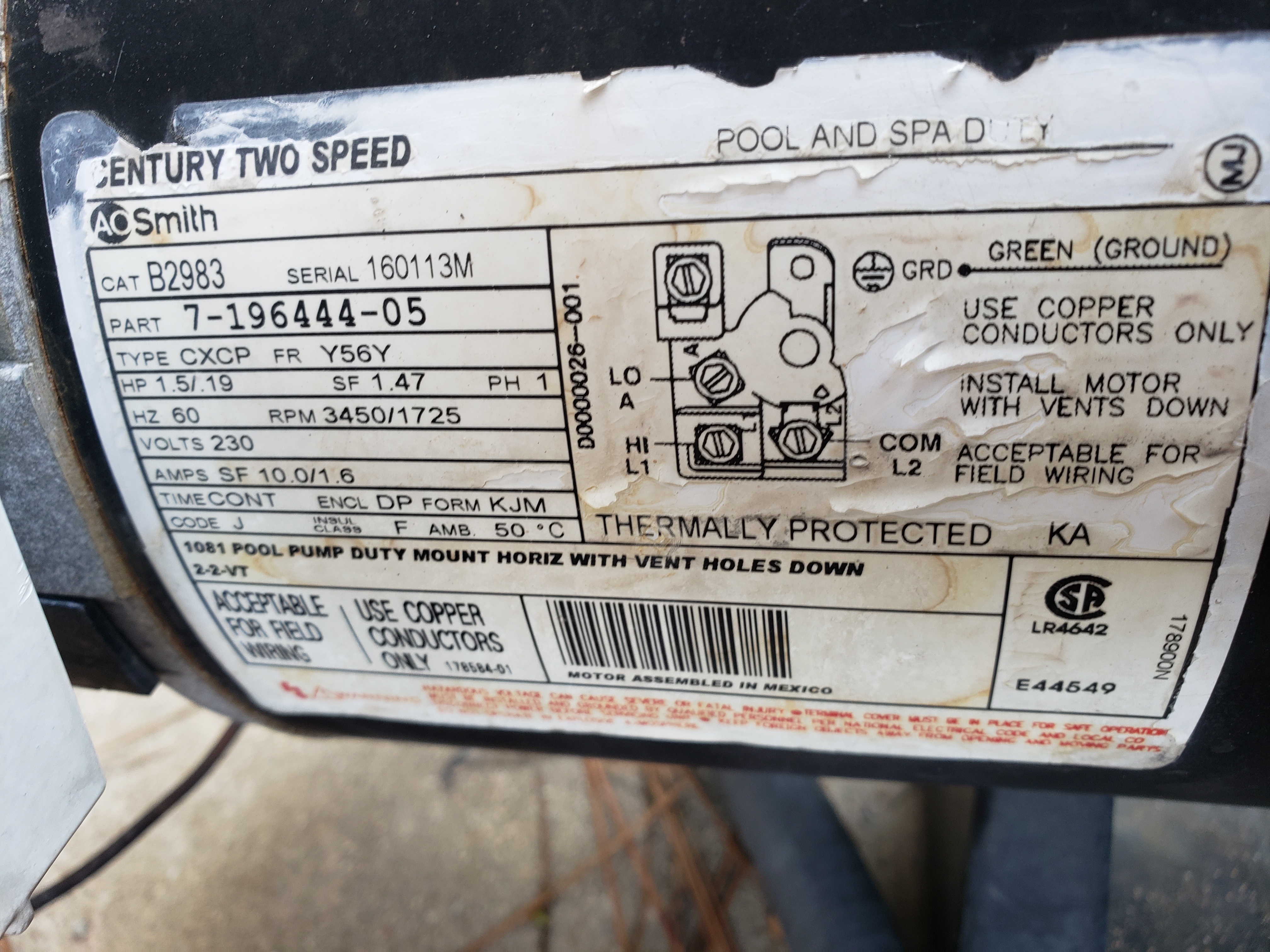 A.O. Smith Discontinued V-Green 2.7 HP Square Flange 48Y Variable Speed Motor - ECM27SQU