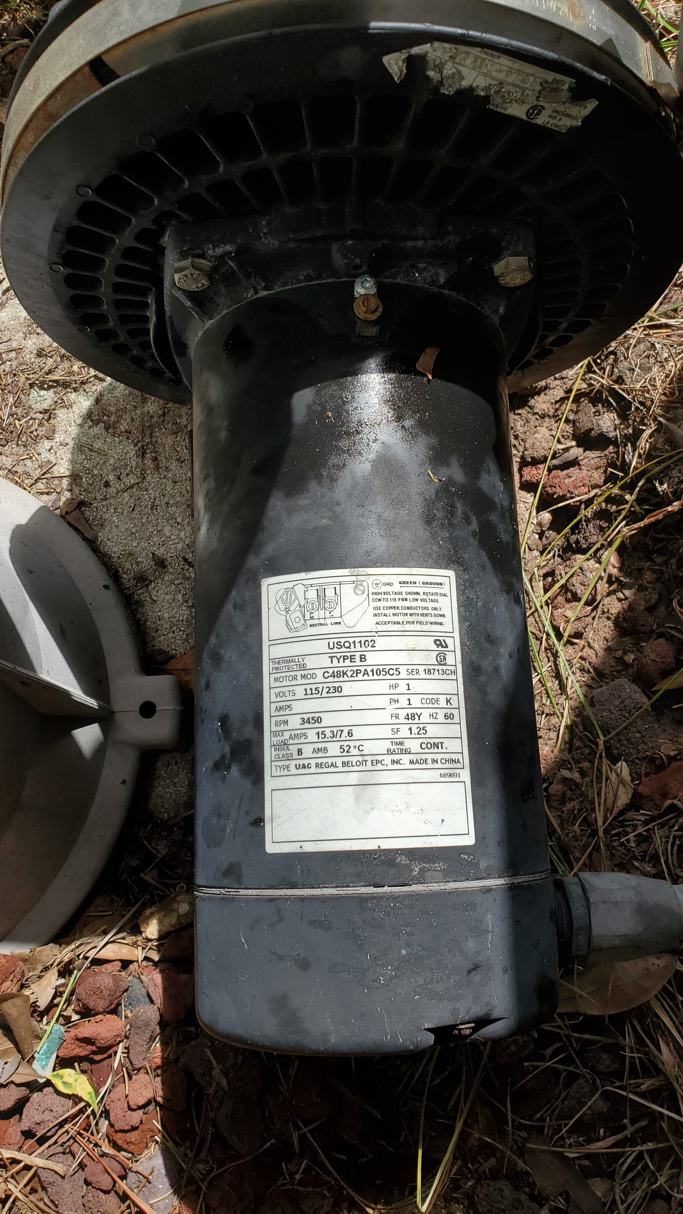 Century (A.O. Smith) 1.65 HP Motor, V-Green, Square Flange 48Y, Variable Speed - Model ECM16SQU