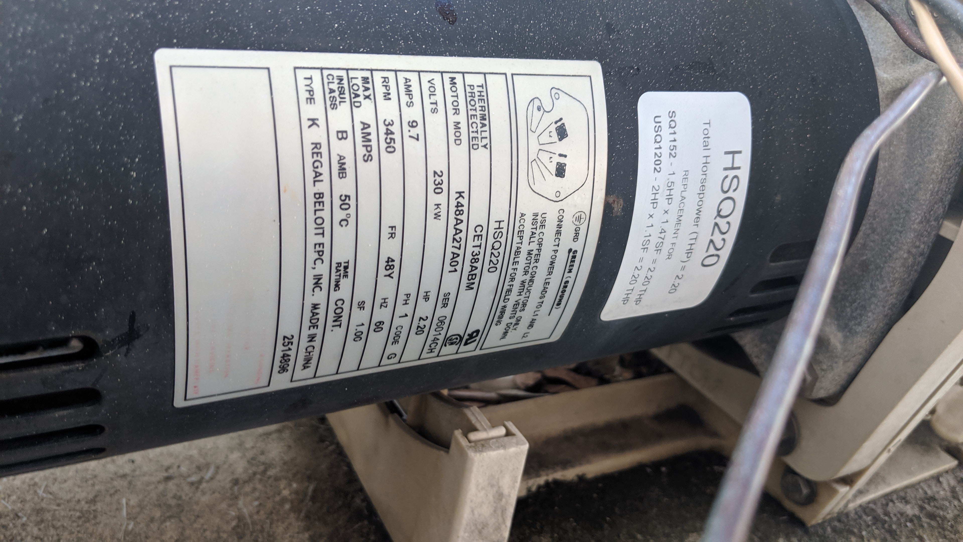 A.O. Smith Discontinued V-Green 2.7 HP Square Flange 48Y Variable Speed Motor - ECM27SQU