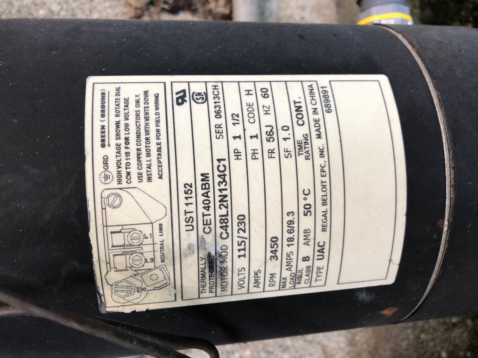 A.O. Smith Discontinued V-Green 2.7 HP Square Flange 48Y Variable Speed Motor - ECM27SQU