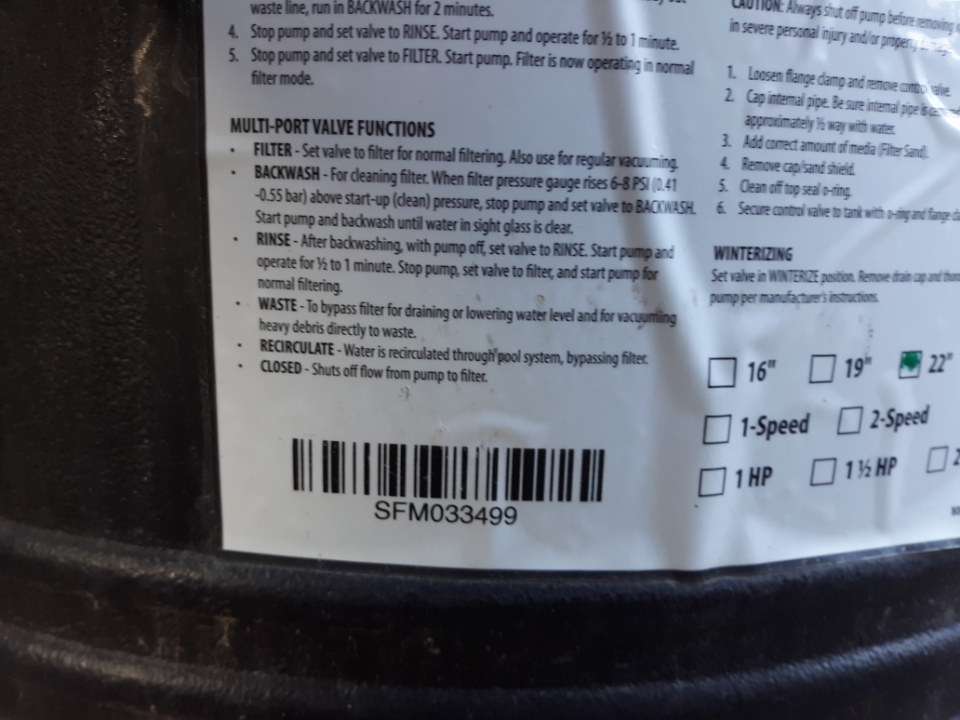 Need a replacement filter head for millennium filter SFMO33499 22inch ...