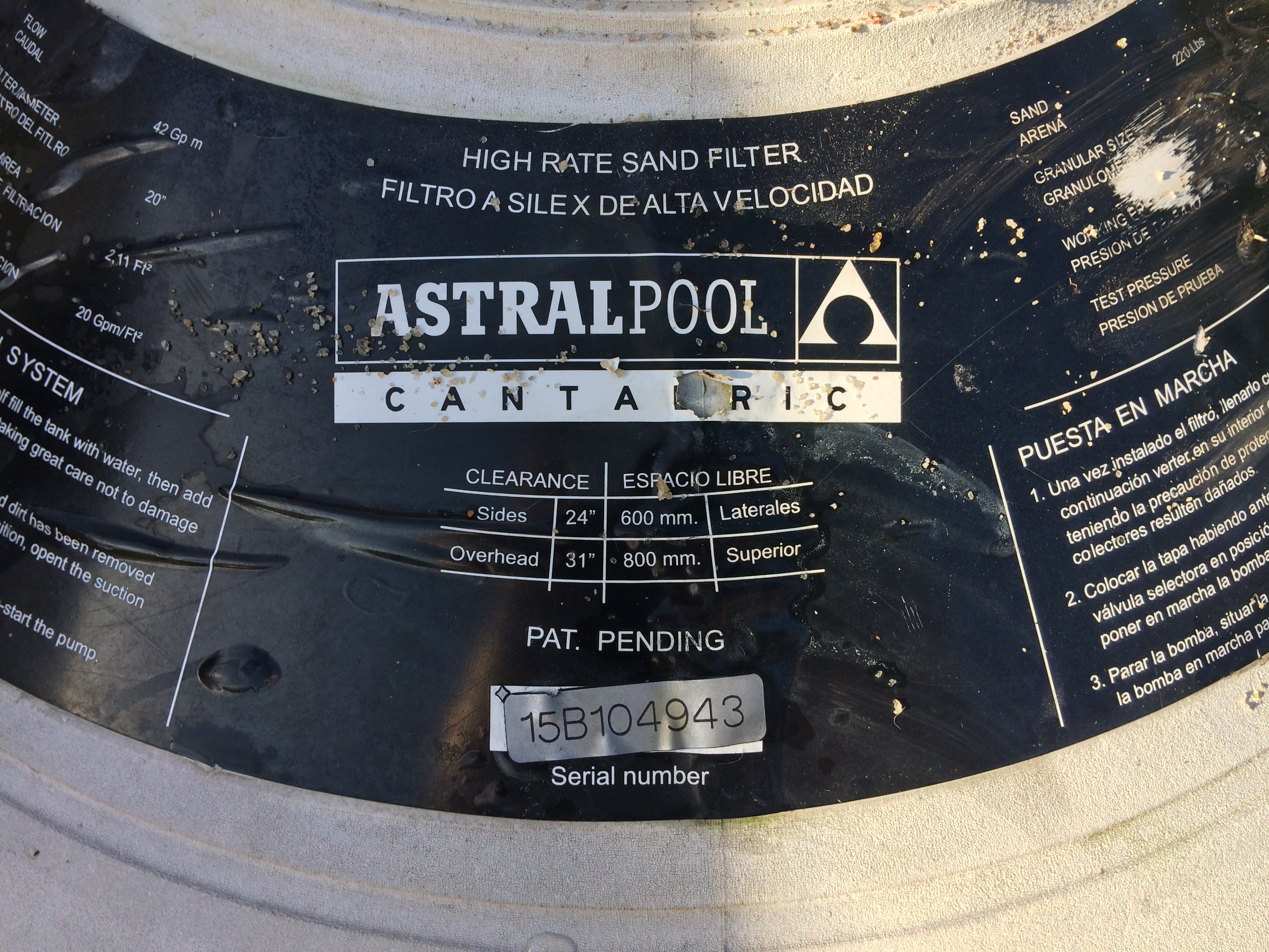 Label Decal Replacement for Sand Filter Multiport Valve MPV 40mm Astral Pool 