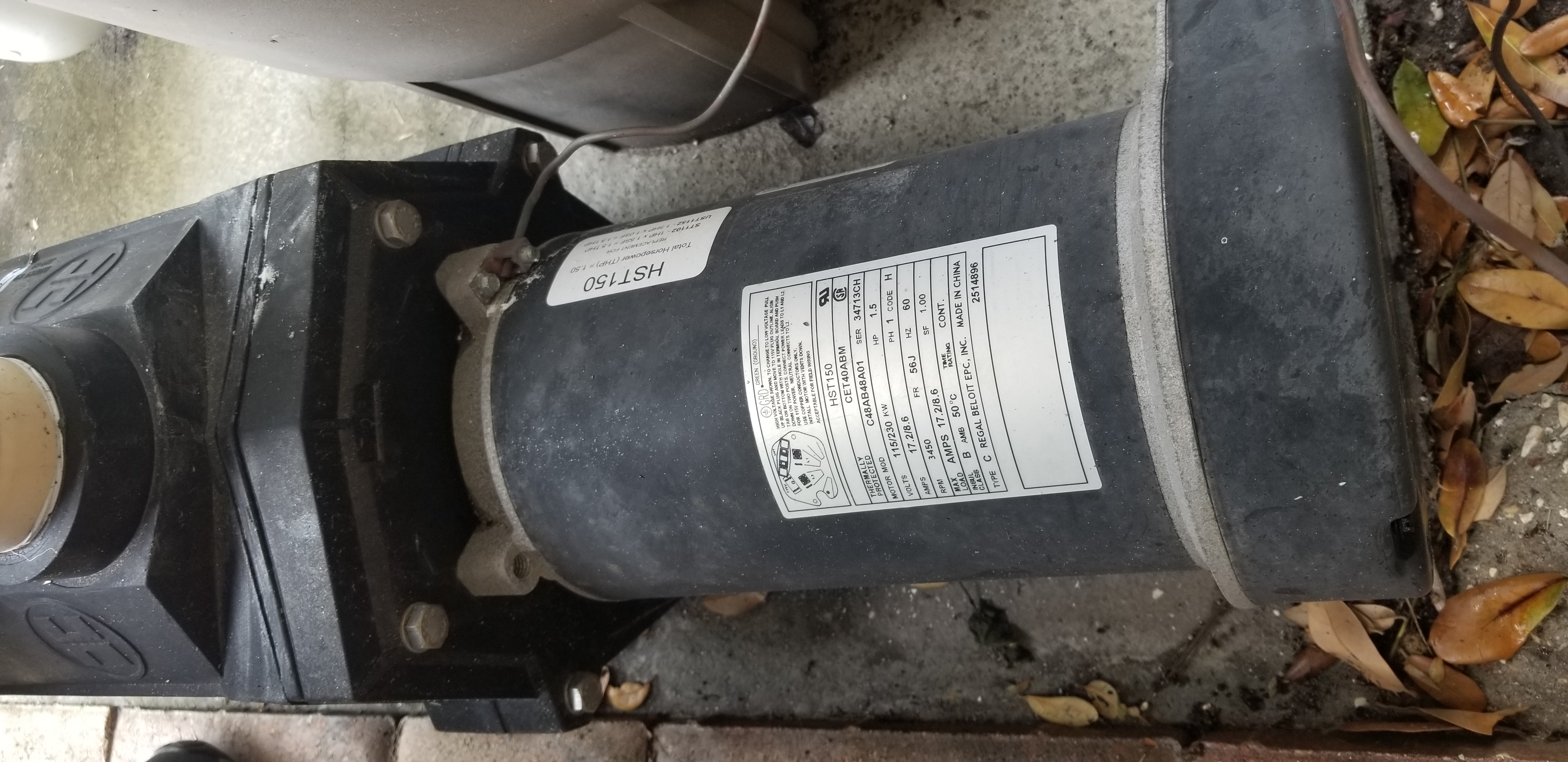 A.O. Smith Century® UST1152 - 1.5 HP Replacement Pool Pump Motor  Round Flange | 56J Frame | Single Speed