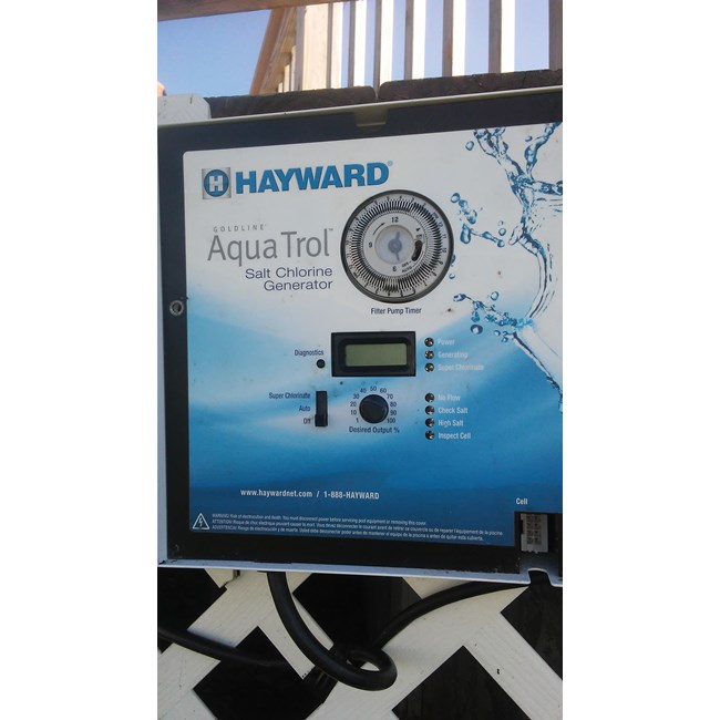 Hayward AquaTrol HP Above Ground Pool Salt Chlorine Generator, Hose/Pipe Fittings, Straight Blade - W3AQ-TROL-HP
